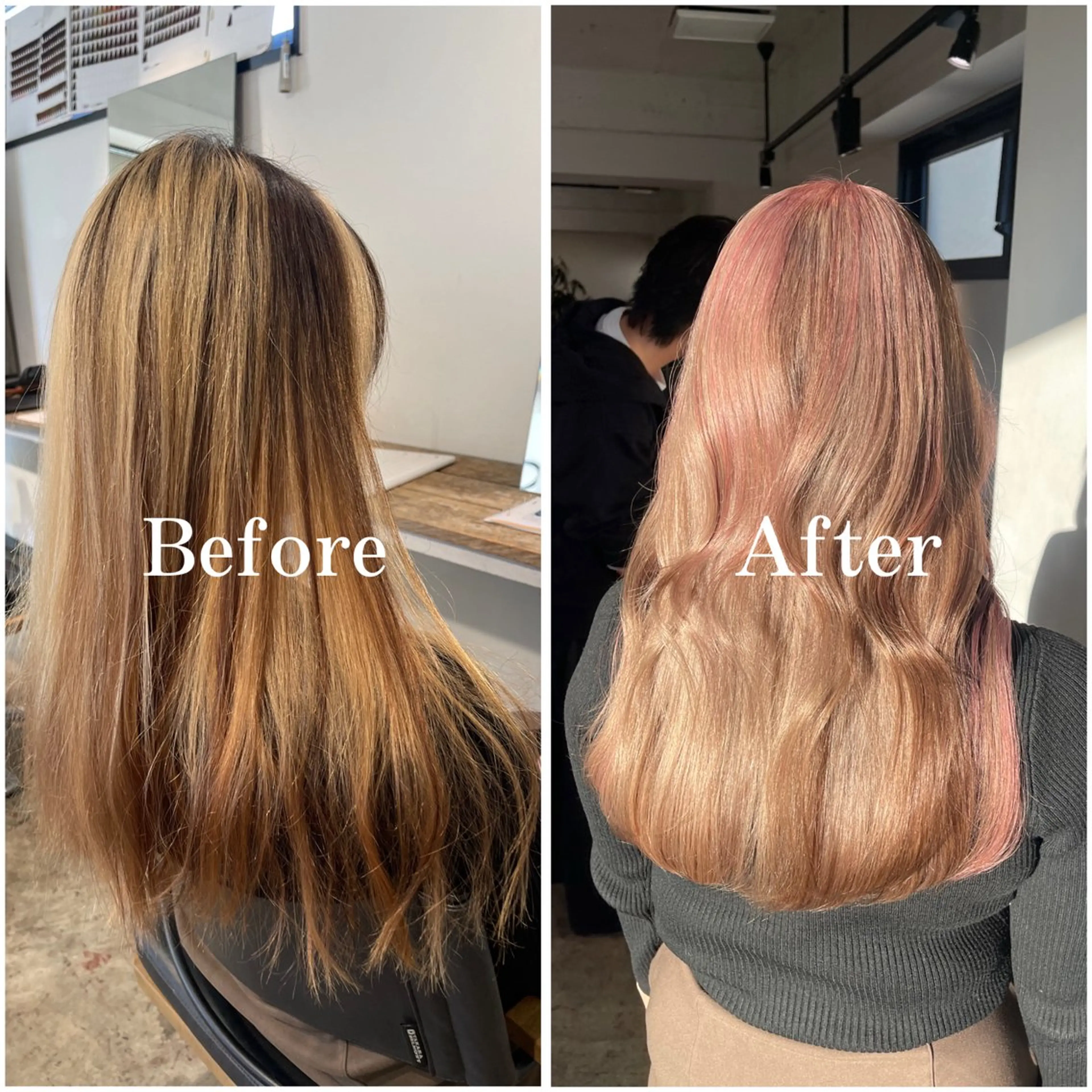 ロング カラー ブリーチ デザインカラー 似合わせカット 縮毛矯正 ムラ修正/ ハイトーン💖Riaのヘアスタイル