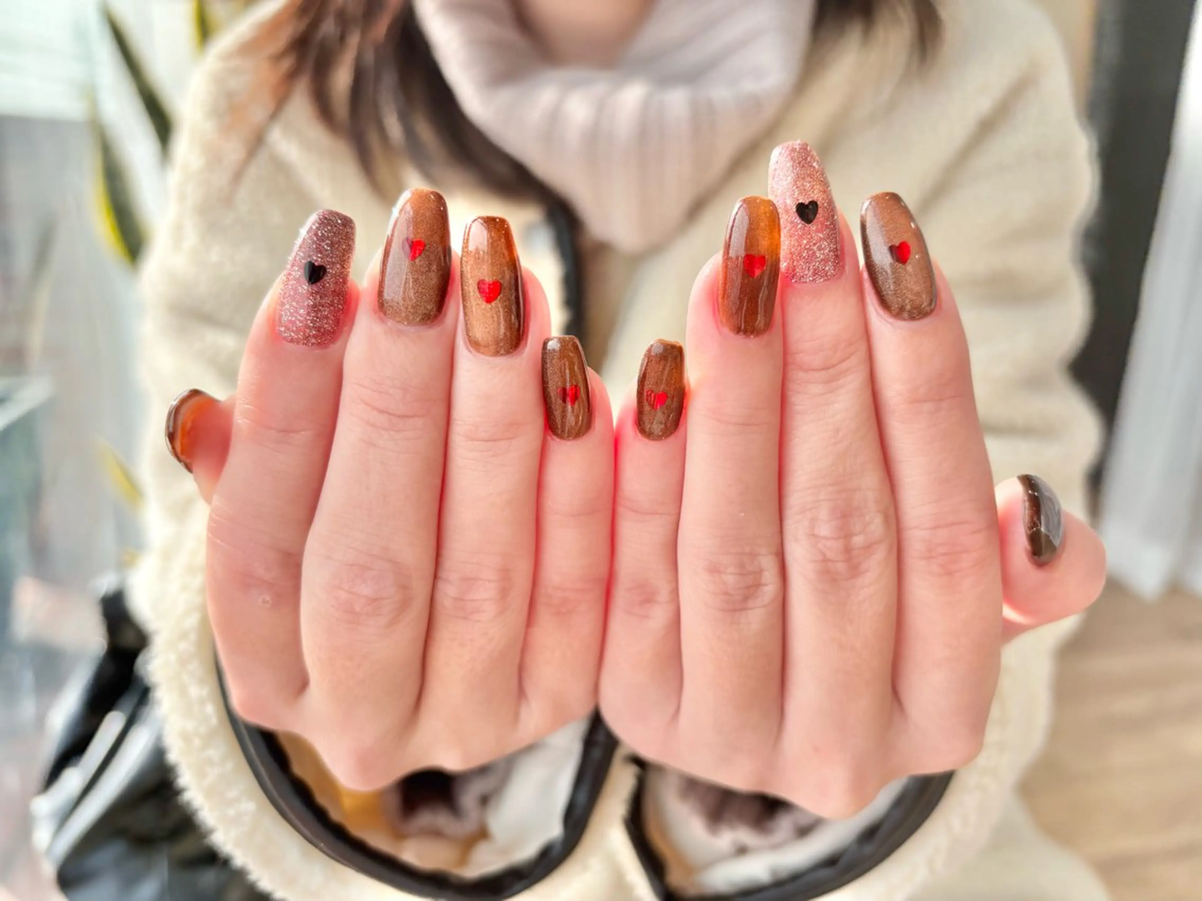 ネイル 持ち込み バレンタイン ハンドネイル nailsister まゆのネイルデザイン