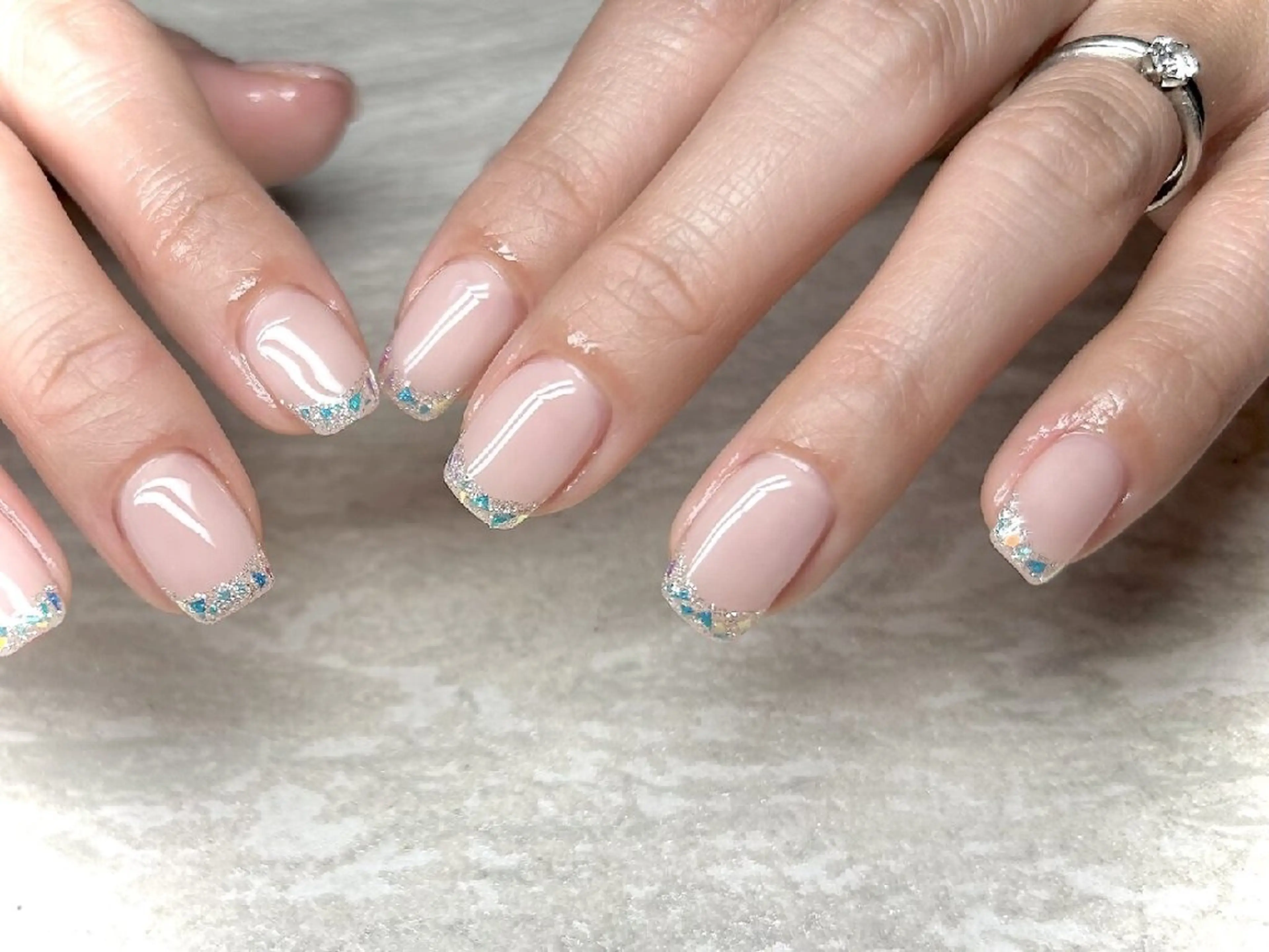 ネイル フレンチネイル ガラスフレンチ ハンドネイル JULIE NAILのネイルデザイン