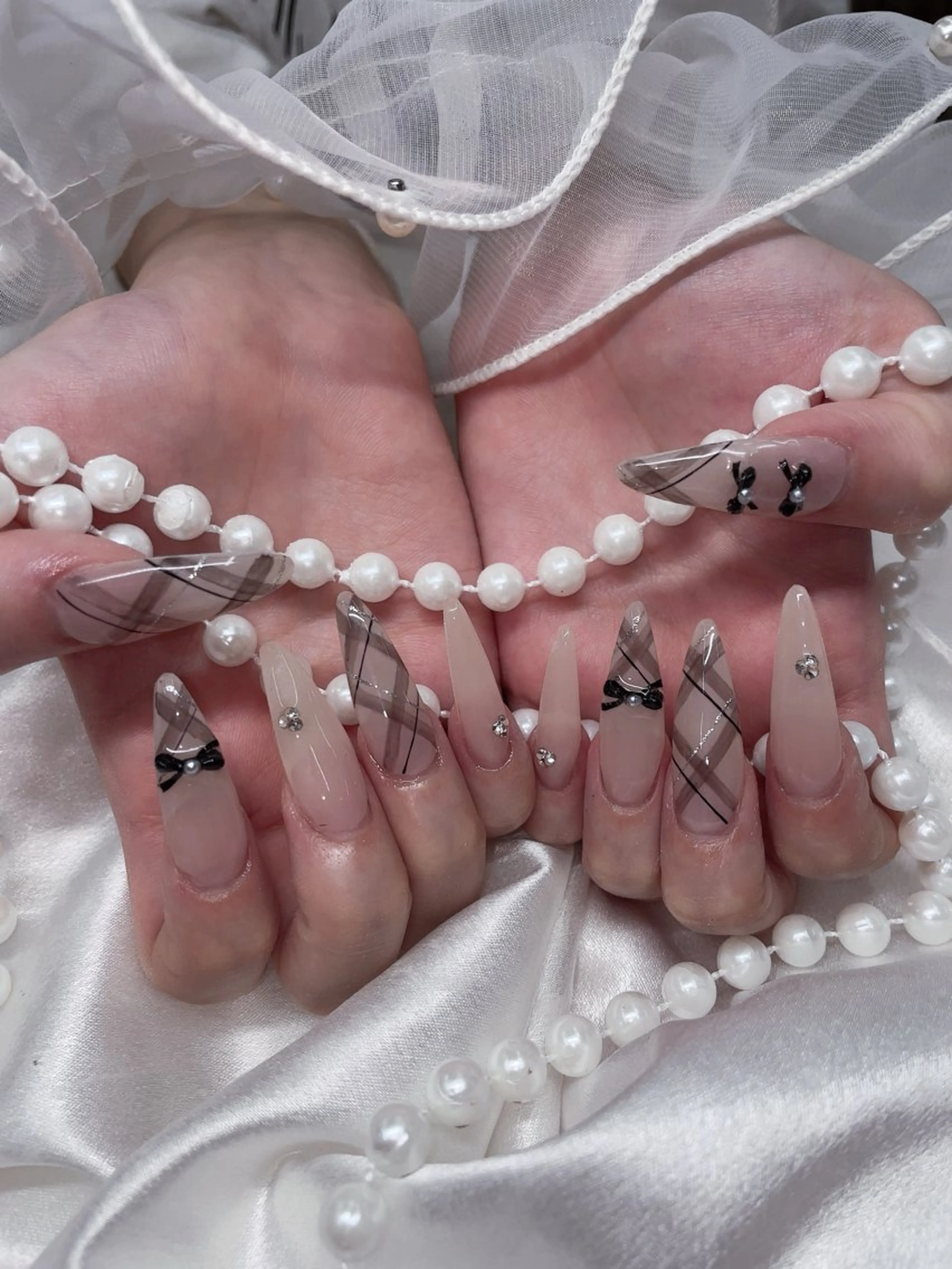 🎀ジェルネイル🎀フレンチor チェック手書きアートのデザインをさせて頂ける方限定❣️の写真