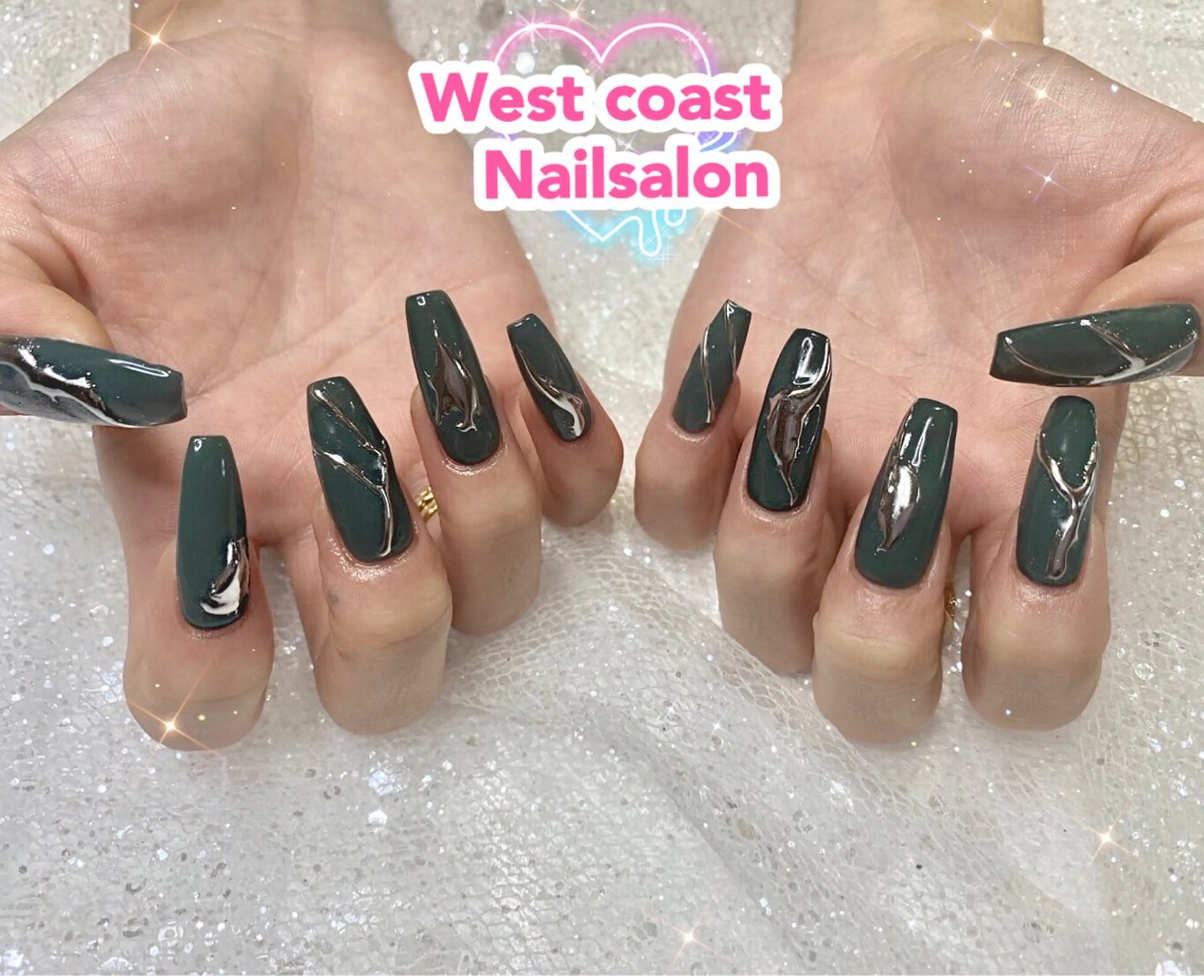 ネイル リボン、ガーリー パーツ放題専門店のネイルデザイン