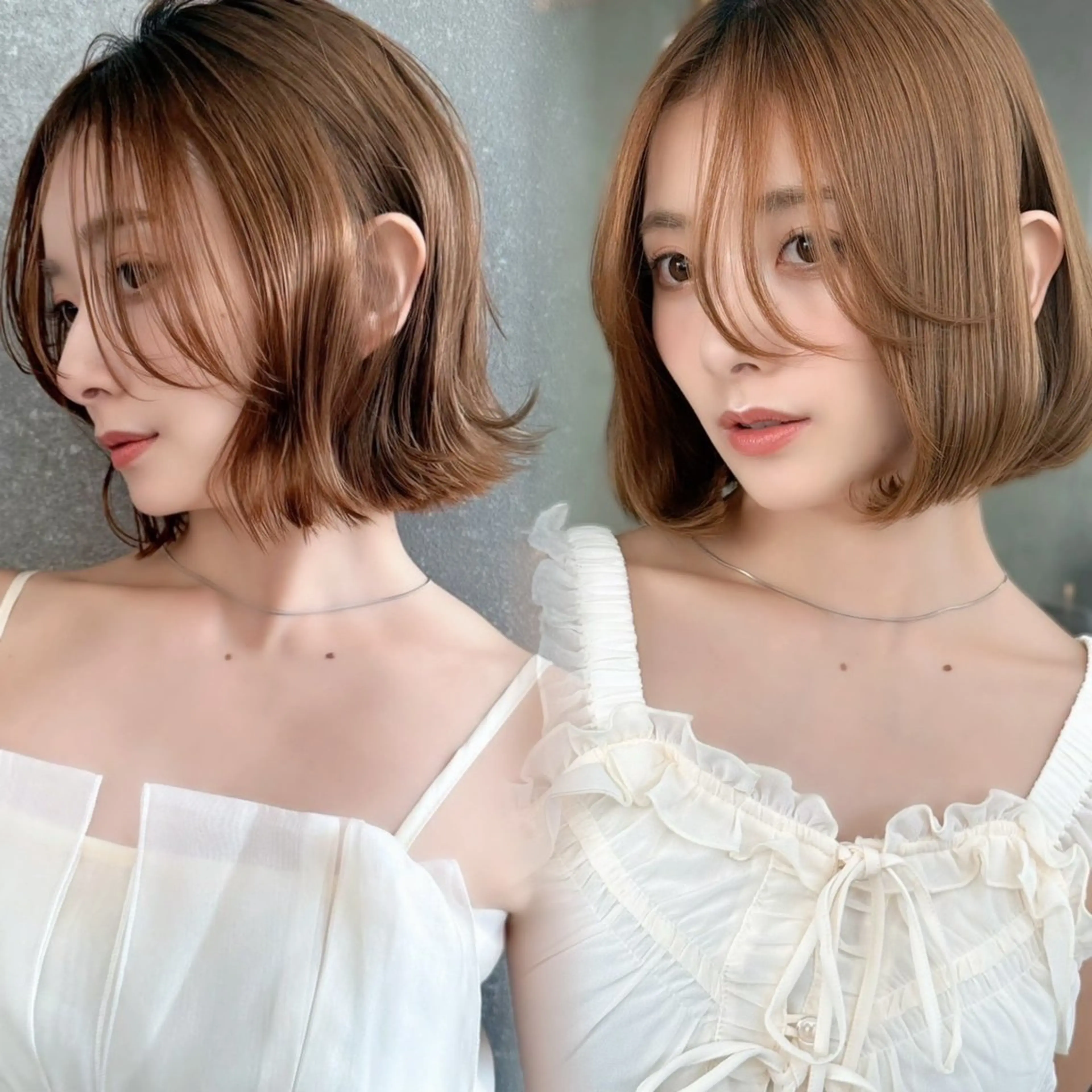 ミディアム カット ヘアカラー トリートメント 🫧ボブ／縮毛矯正／ 韓国／ゆーな🫧‪のヘアスタイル