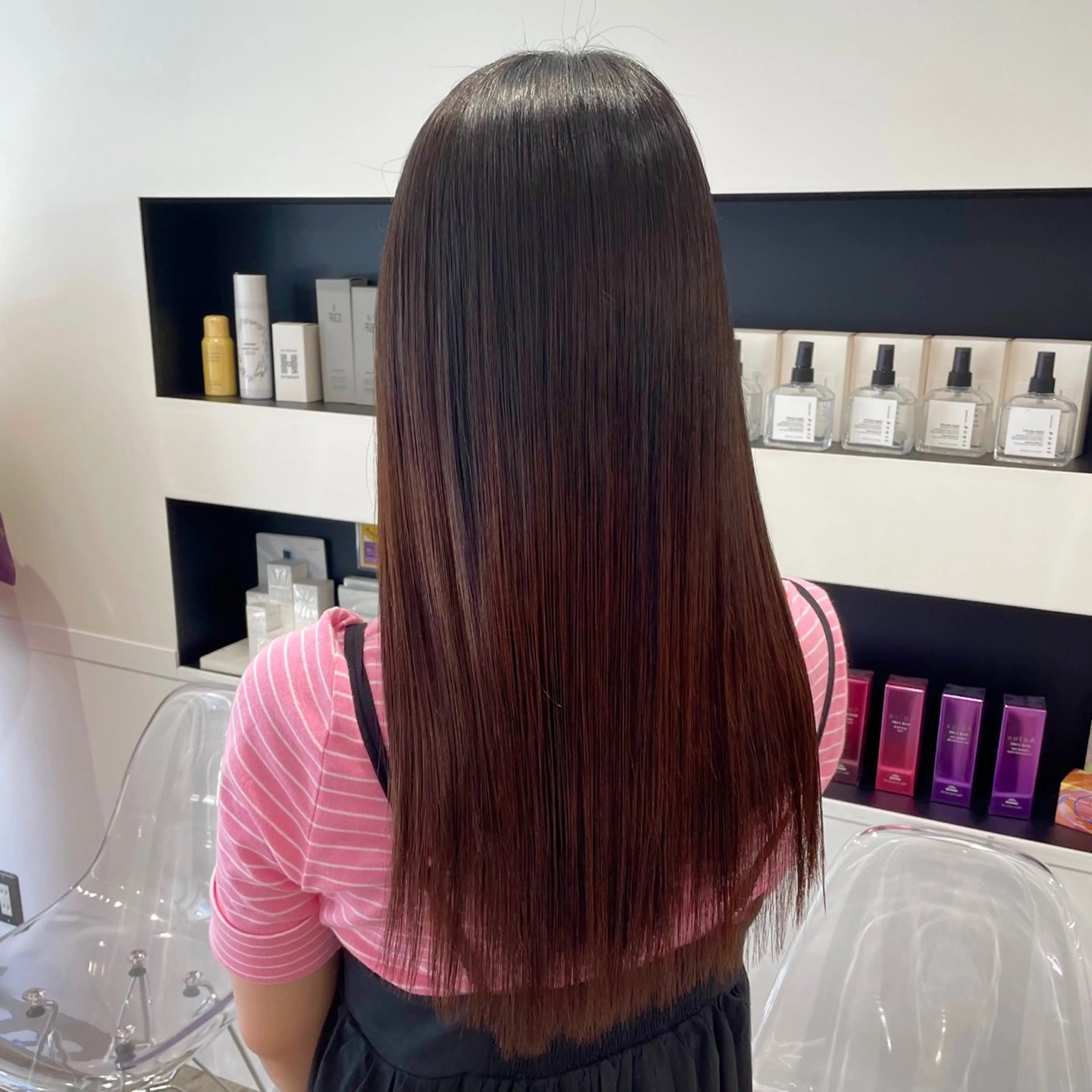 ロング カラー パーマ ヘアアレンジ メンズ グラデーションカラー ピンクカラー トリートメント mona/ ストレートスタイル✨のヘアスタイル