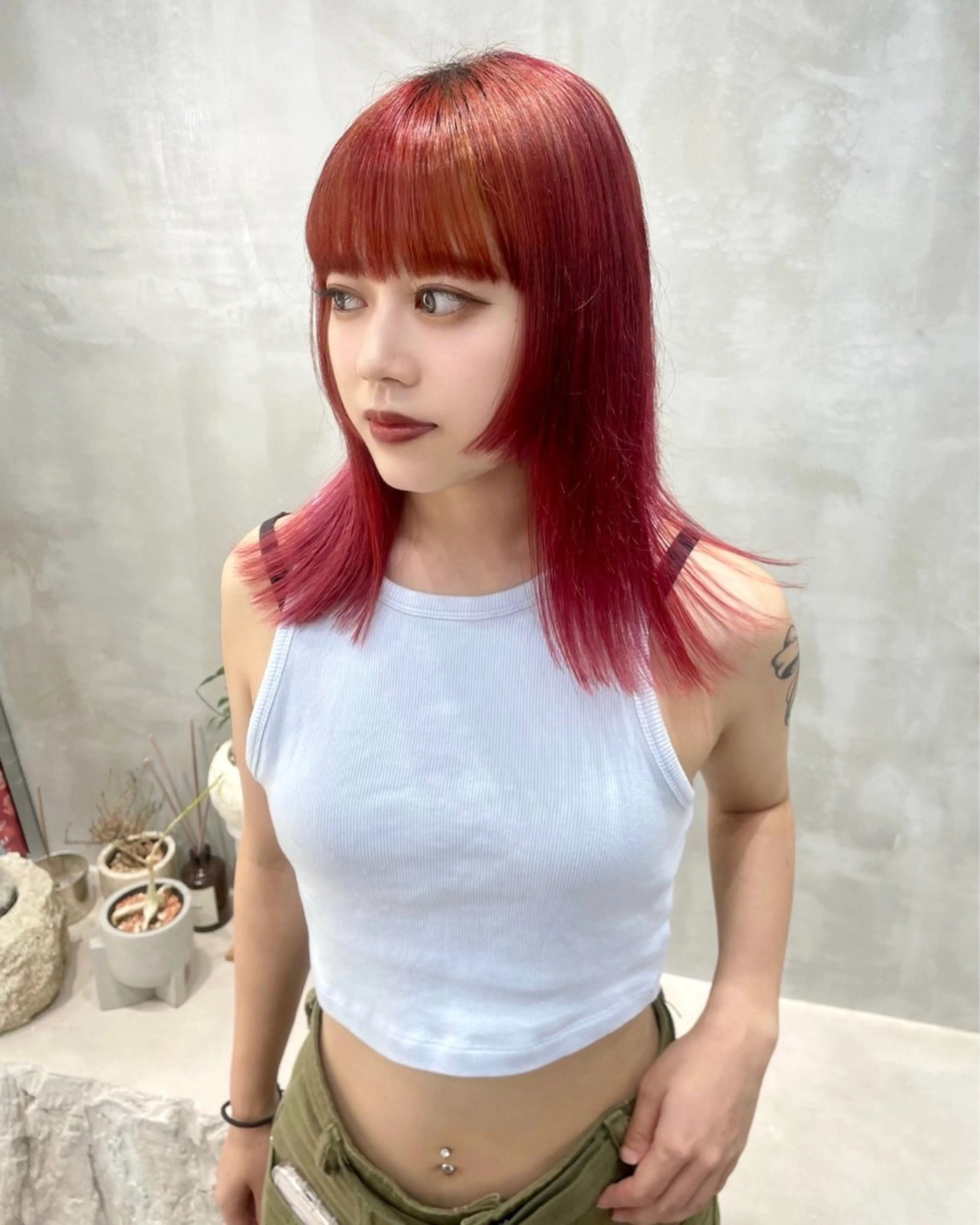 セミロング カノン/アニオタ🧡 暖色/酸性ストレートのヘアスタイル