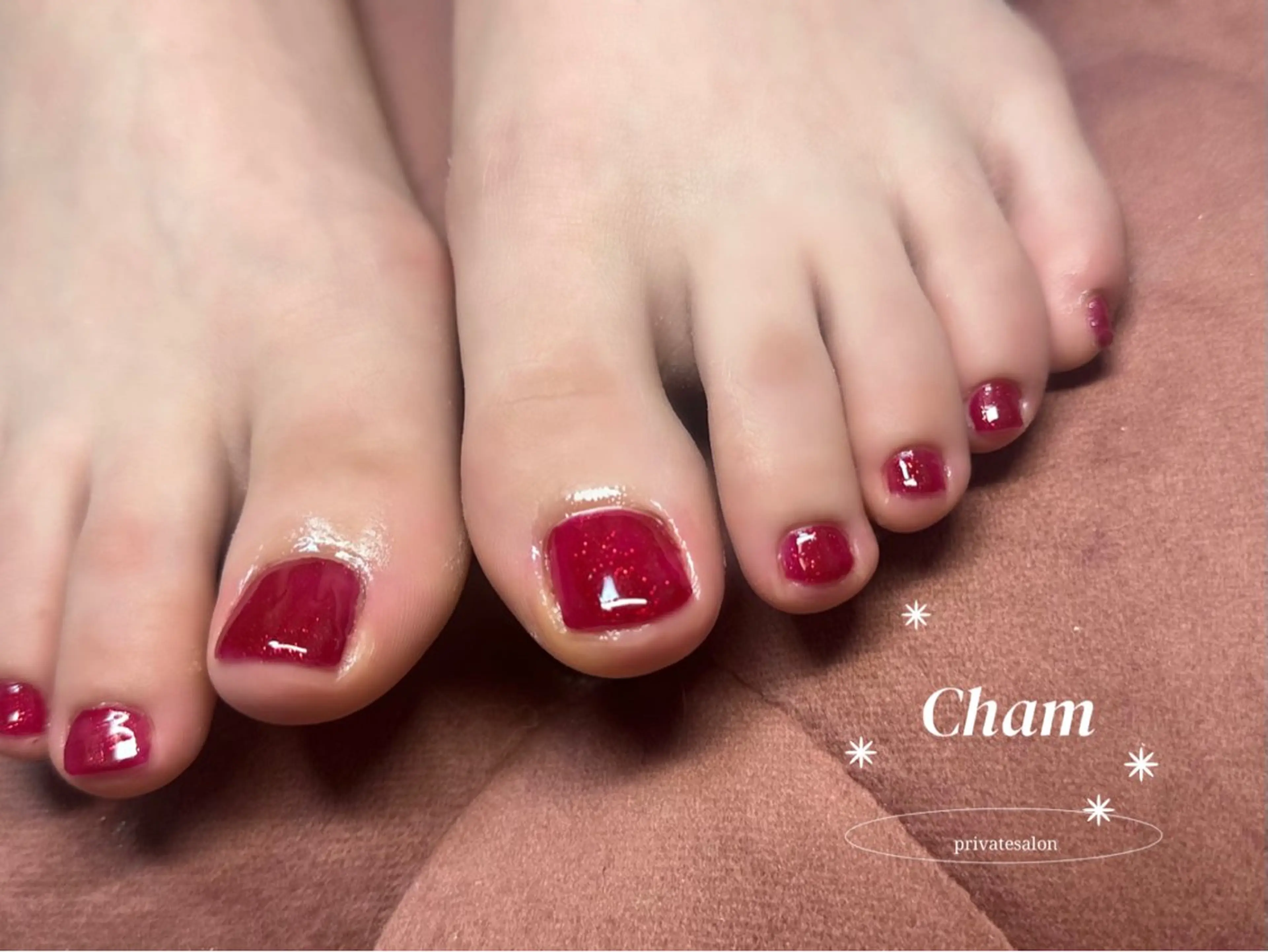 ネイル ボルドー フットネイル Cham Haruneのネイルデザイン