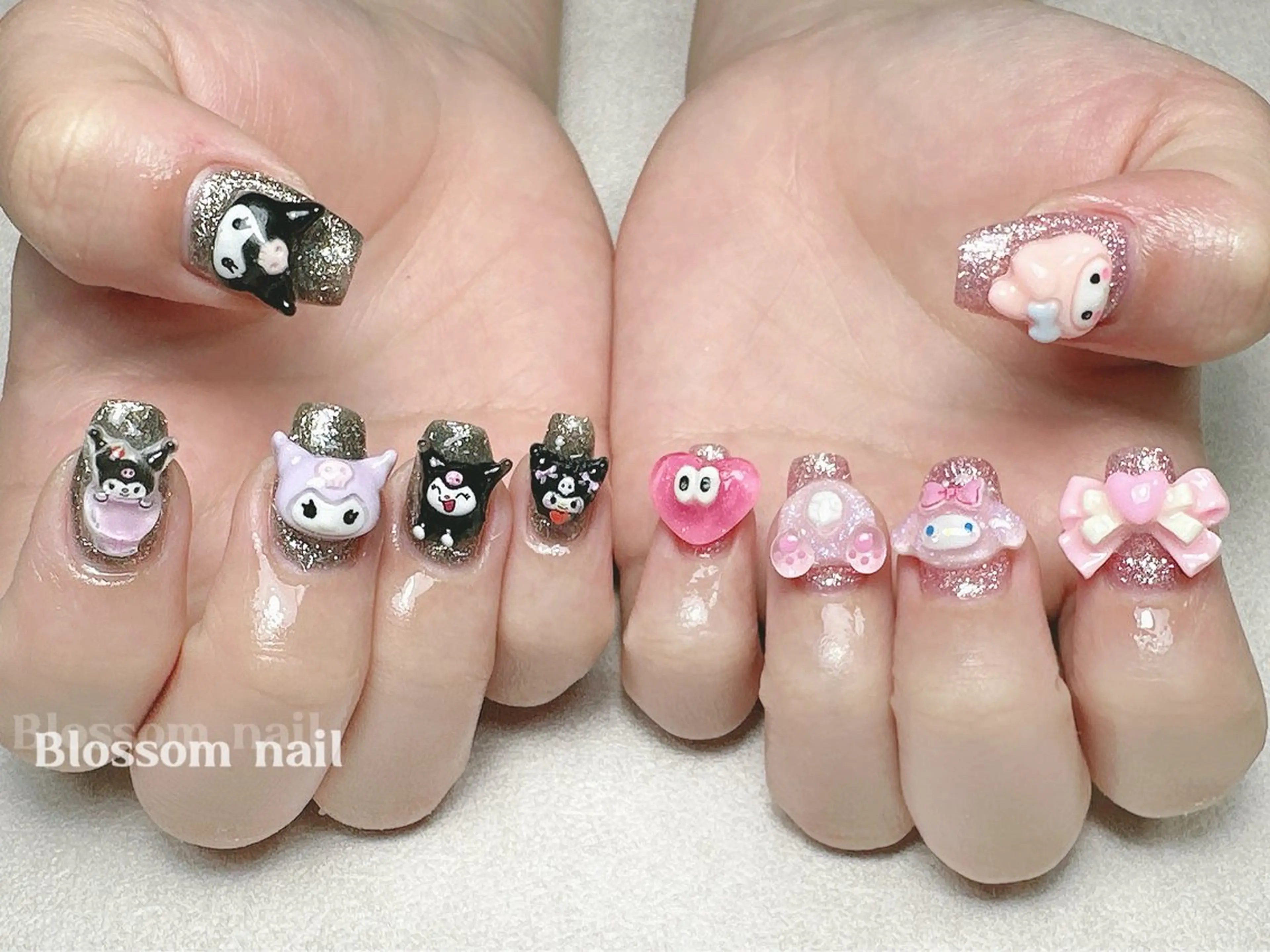 ネイル アートネイル フラッシュネイル ハート キラキラネイル 韓国ネイル Blossom  nail所属・A yuのネイルデザイン