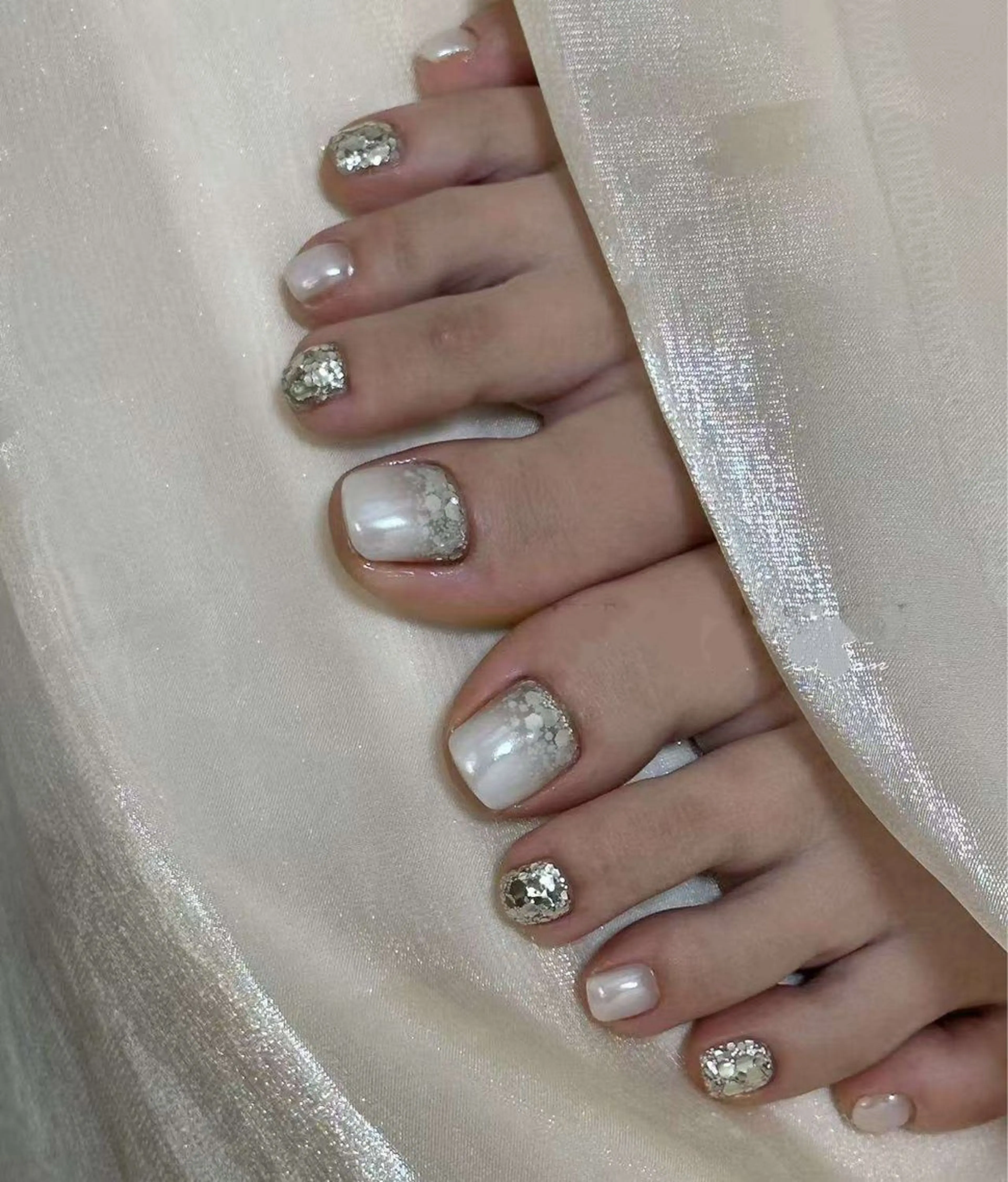 ネイル オーロラネイル フラワーネイル フットネイル フレンチネイル ジェルネイル フットネイル BabyYouMi ねねのネイルデザイン