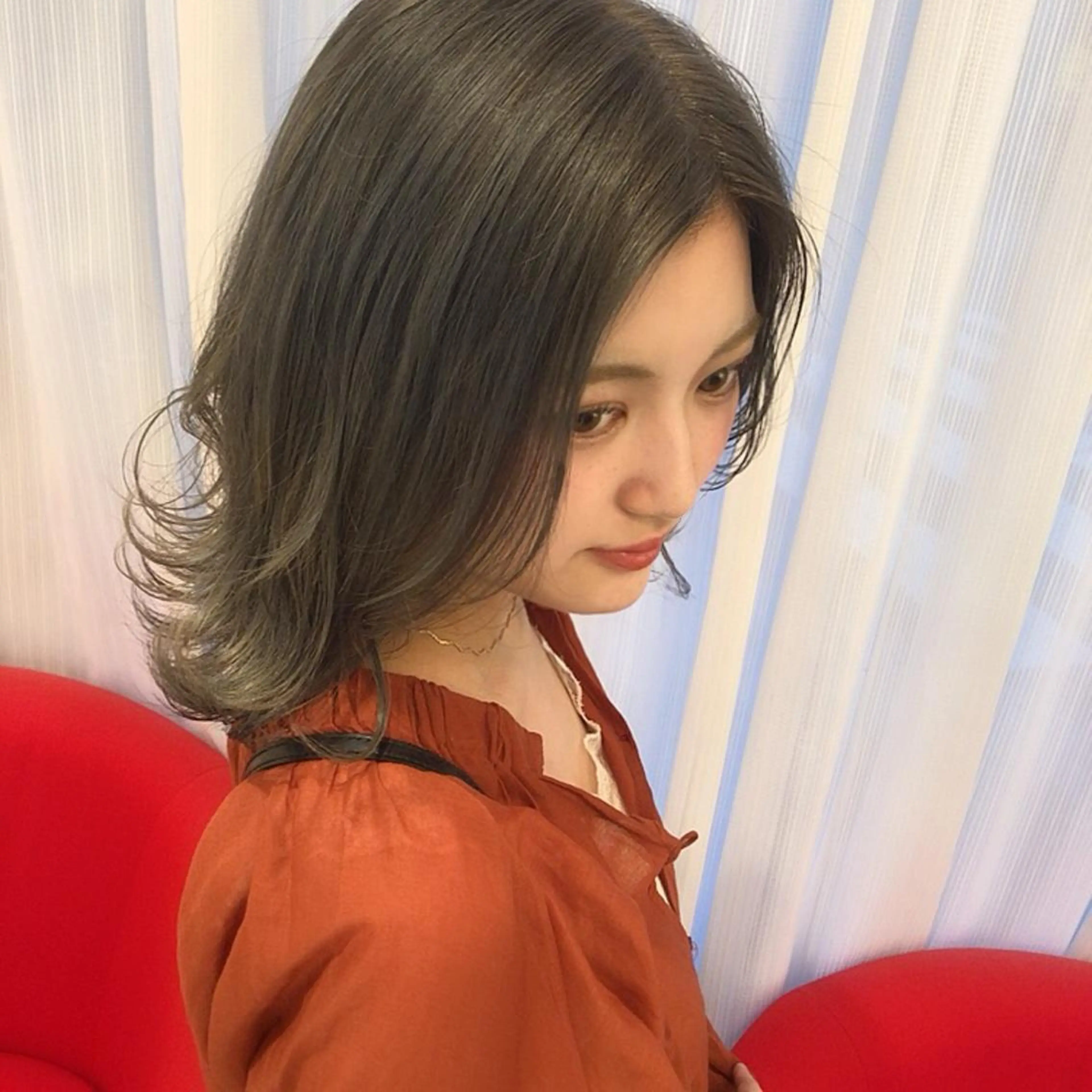 セミロング カラー ベージュカラー オリーブベージュ 韓国風ヘア♡ runaのヘアスタイル