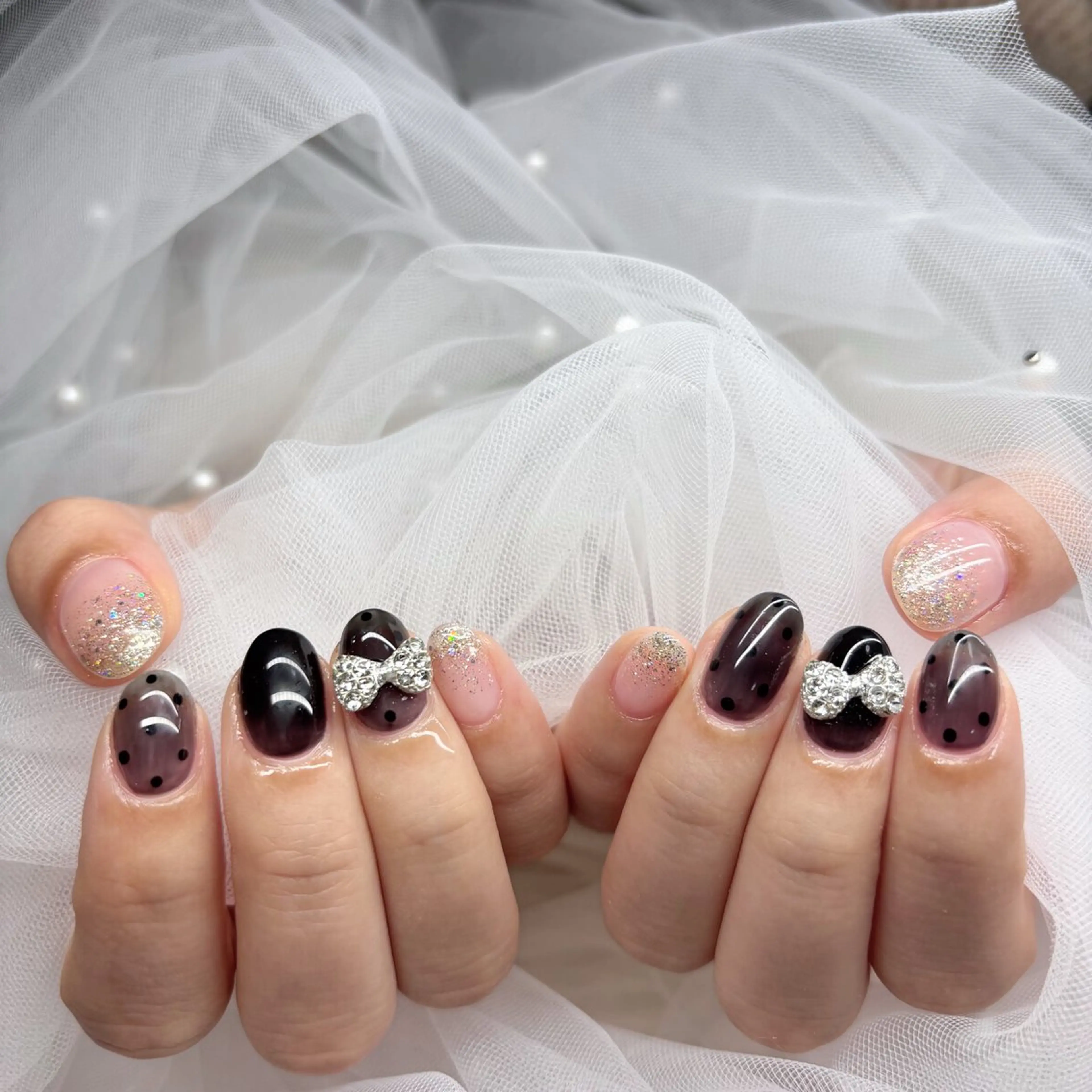 ネイル リボン ハンドネイル Yappy kurumiのネイルデザイン