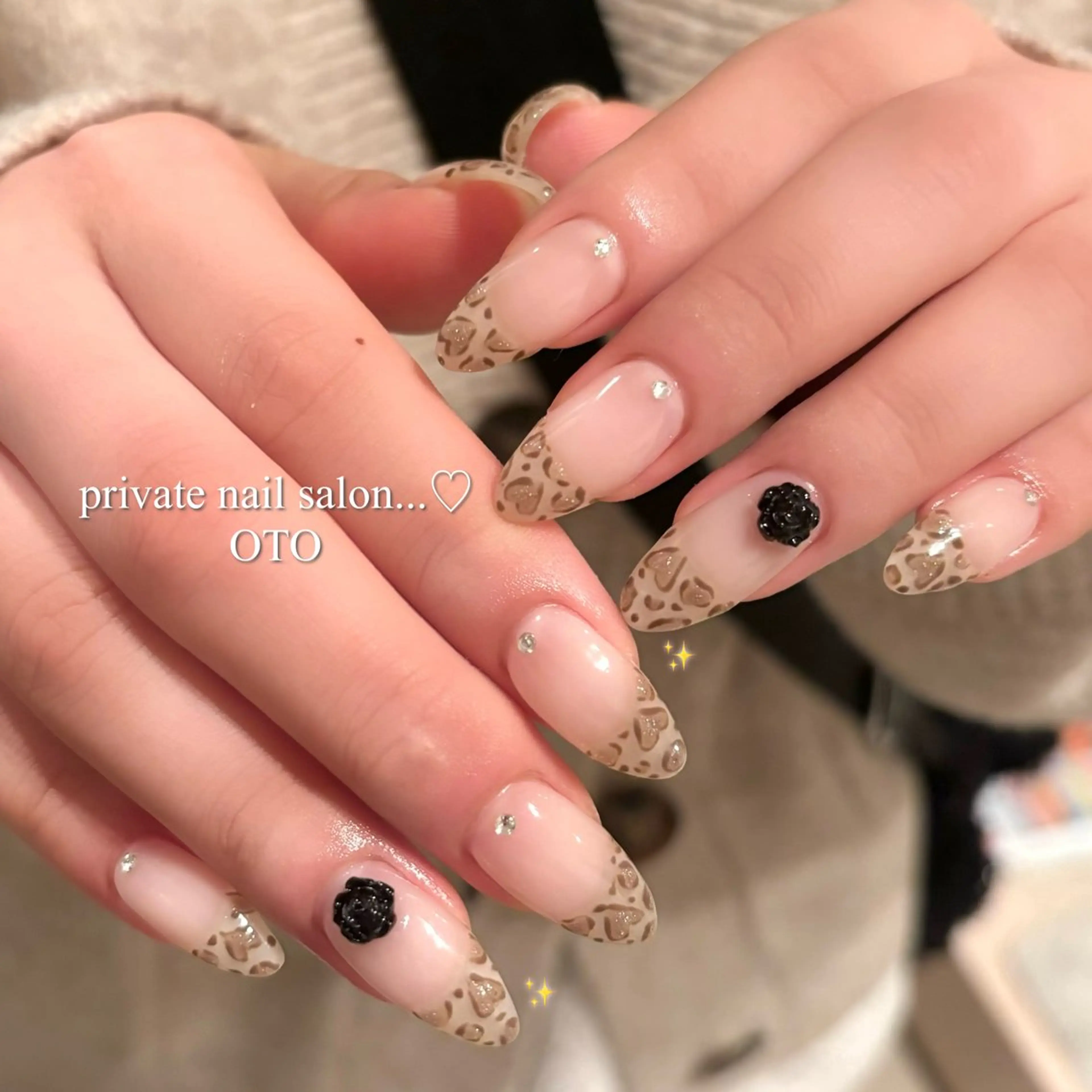 ネイル アニマル柄 ガーリー ハート ハンドネイル ayaca ♡のネイルデザイン