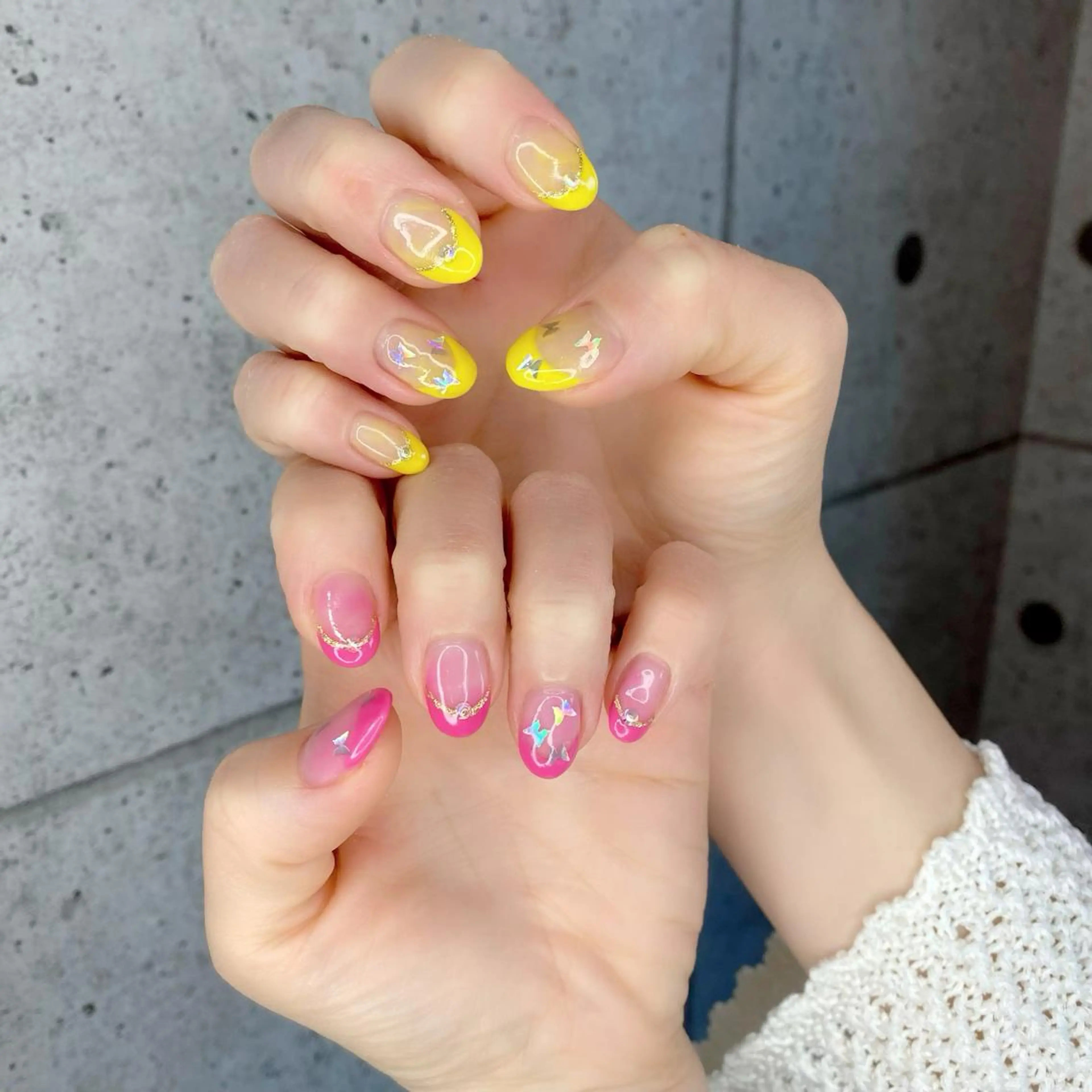 ミディアム カラー パーマ ヘアアレンジ メンズ キッズ ネイル マツエク・マツパ アイブロウ ピンクカラー イエローカラー 眉カラー カラーマツエク 入学式 ハンドネイル Salon Kのネイルデザイン