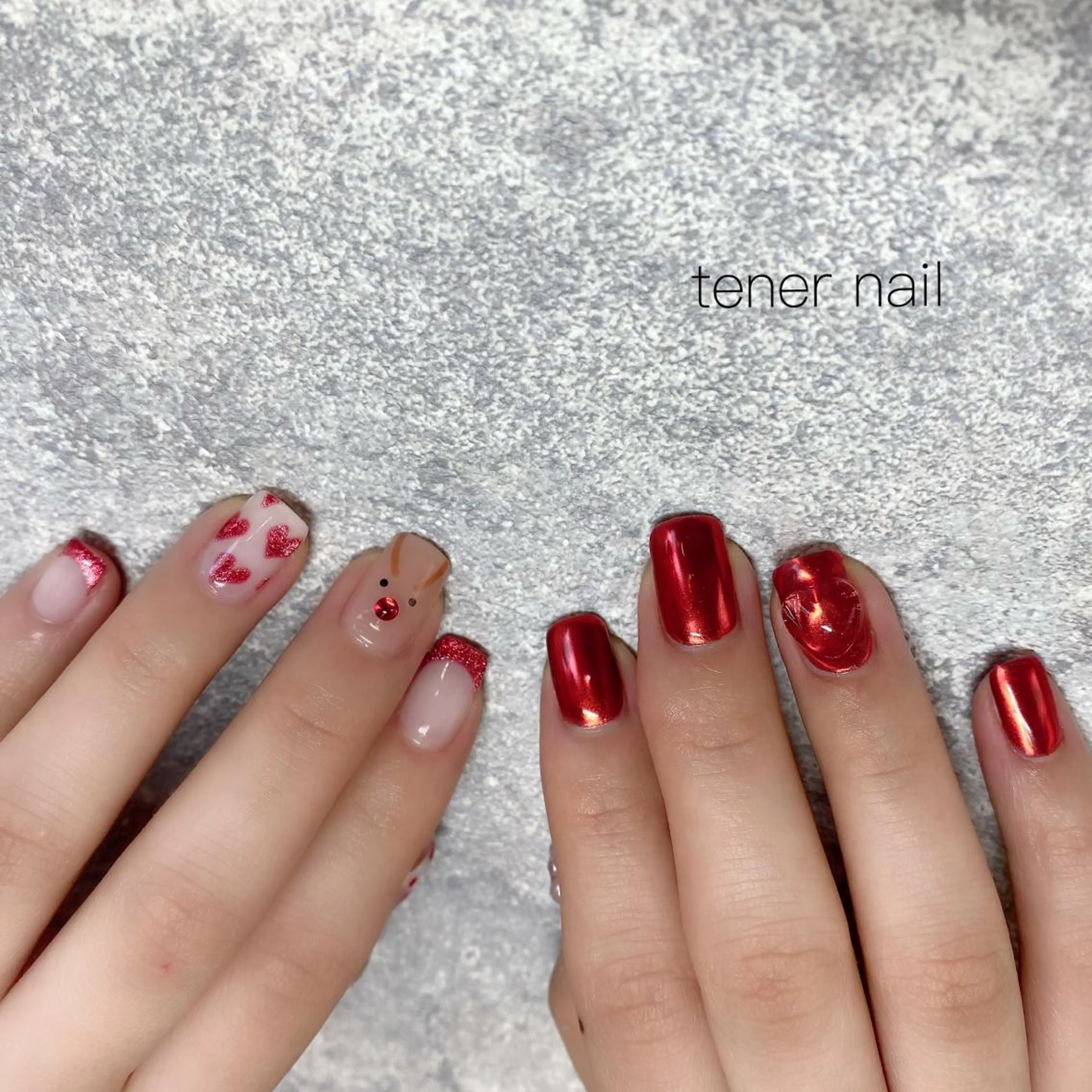 ネイル ミラーネイル 赤色 tener  nail  テネルネイル所属・テネルネイル tener nailのネイルデザイン