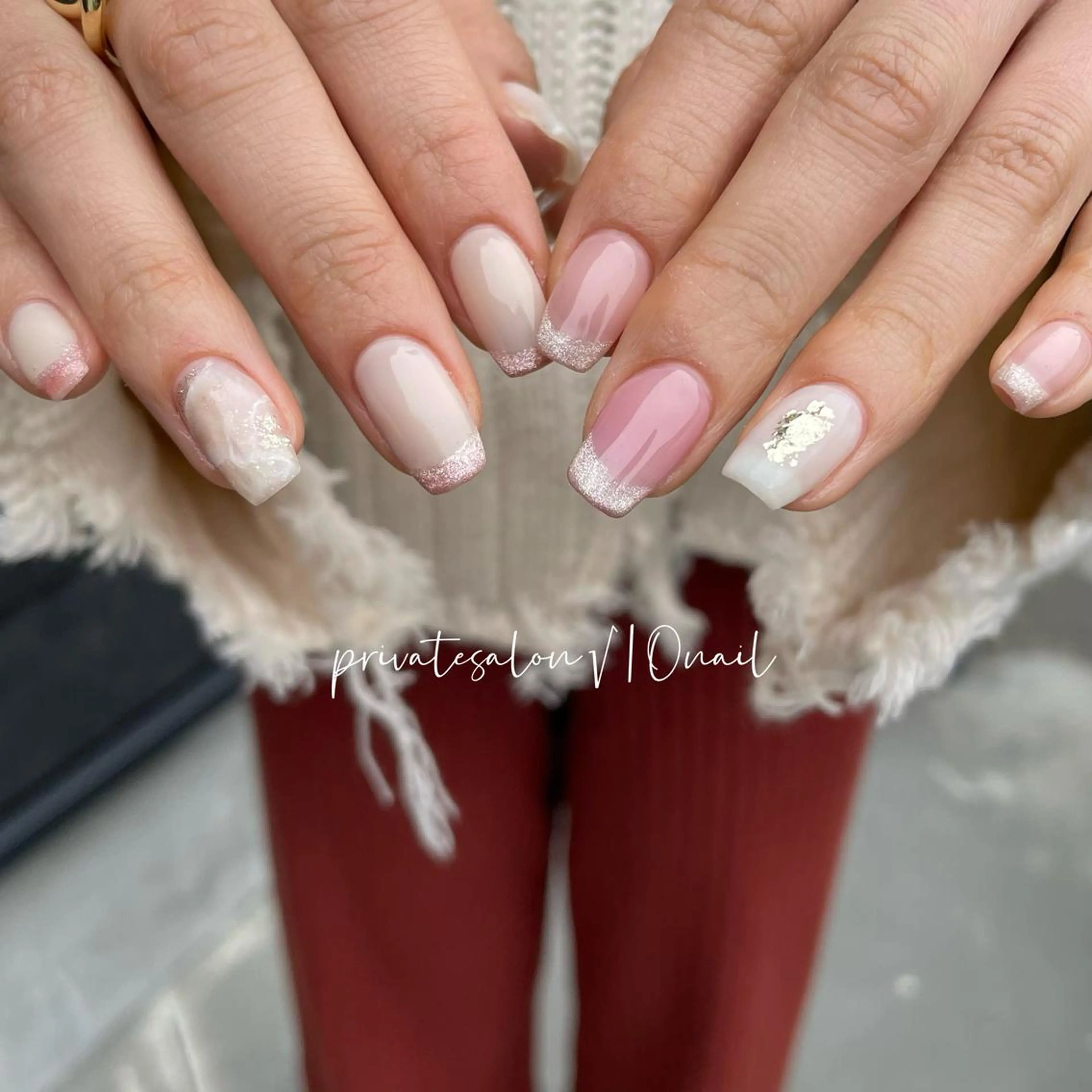 ネイル フレンチネイル マグネットネイル マグネットフレンチ 大理石ネイル(マーブル) nailatelier elsol.所属・atelier elsol.のネイルデザイン