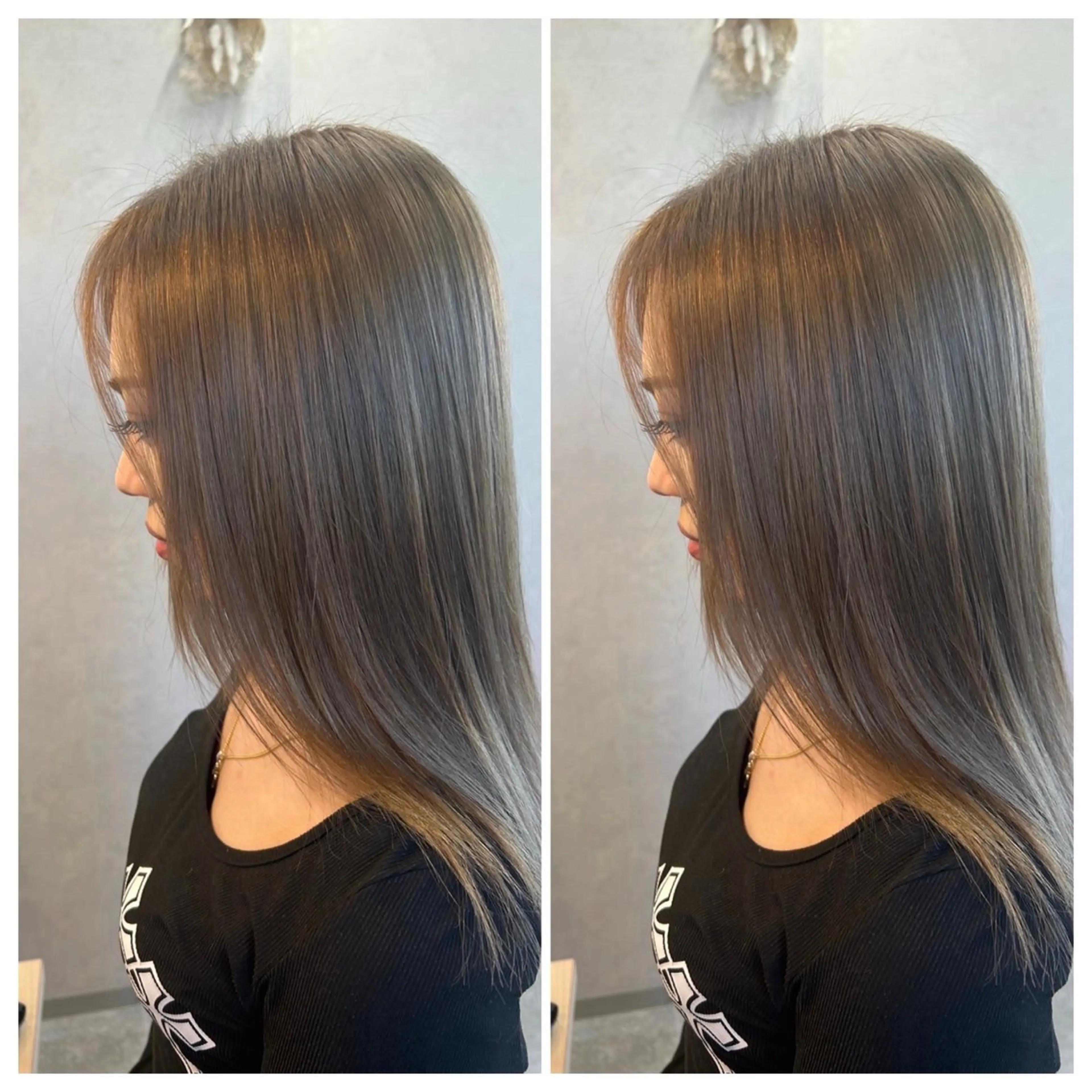 セミロング カラー ベージュカラー 透明感カラー 富原 そらのヘアスタイル