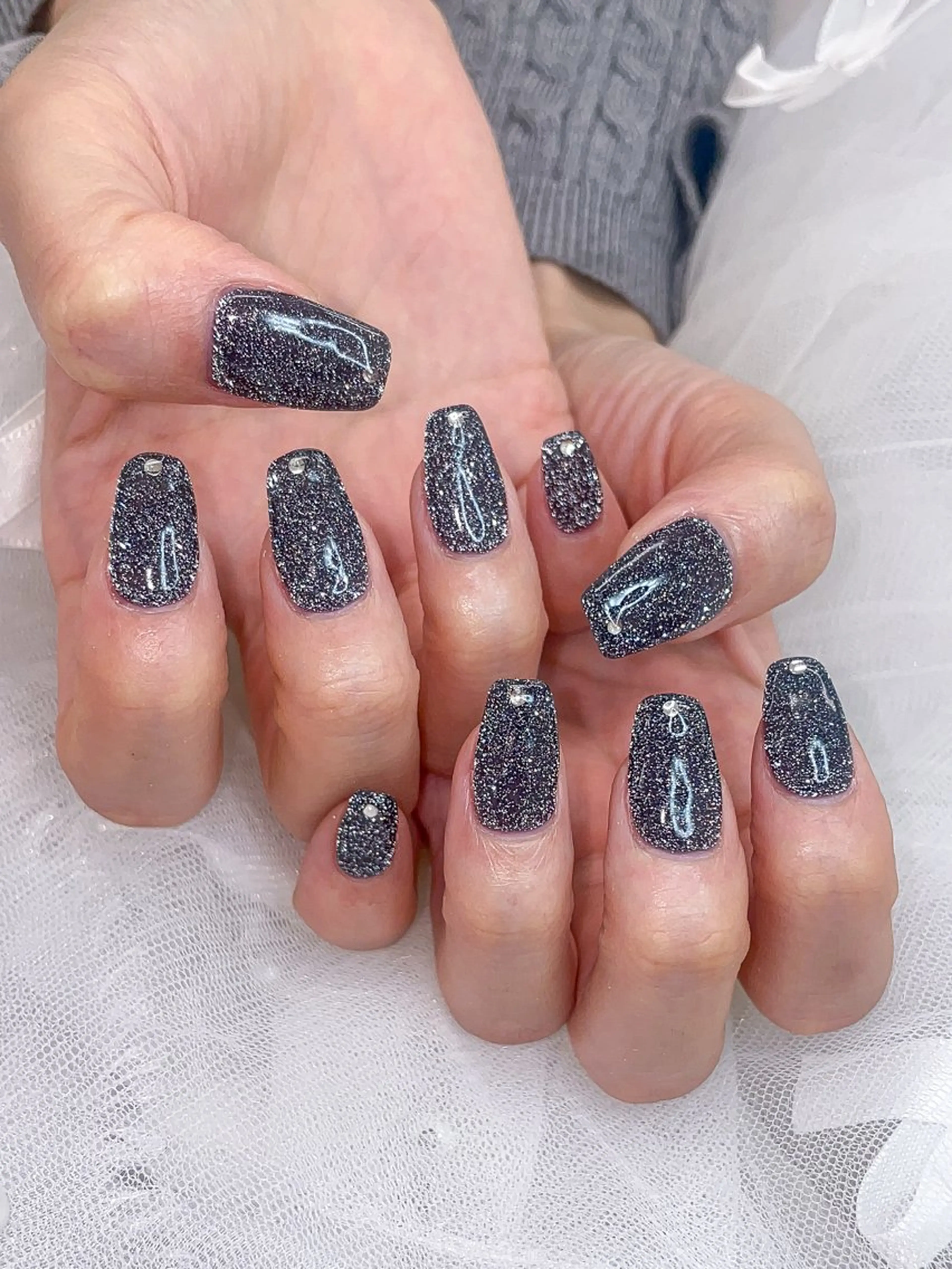 ネイル フラッシュネイル ラメ(グリッター) ストーンネイル ハンドネイル 五十嵐 美智のネイルデザイン