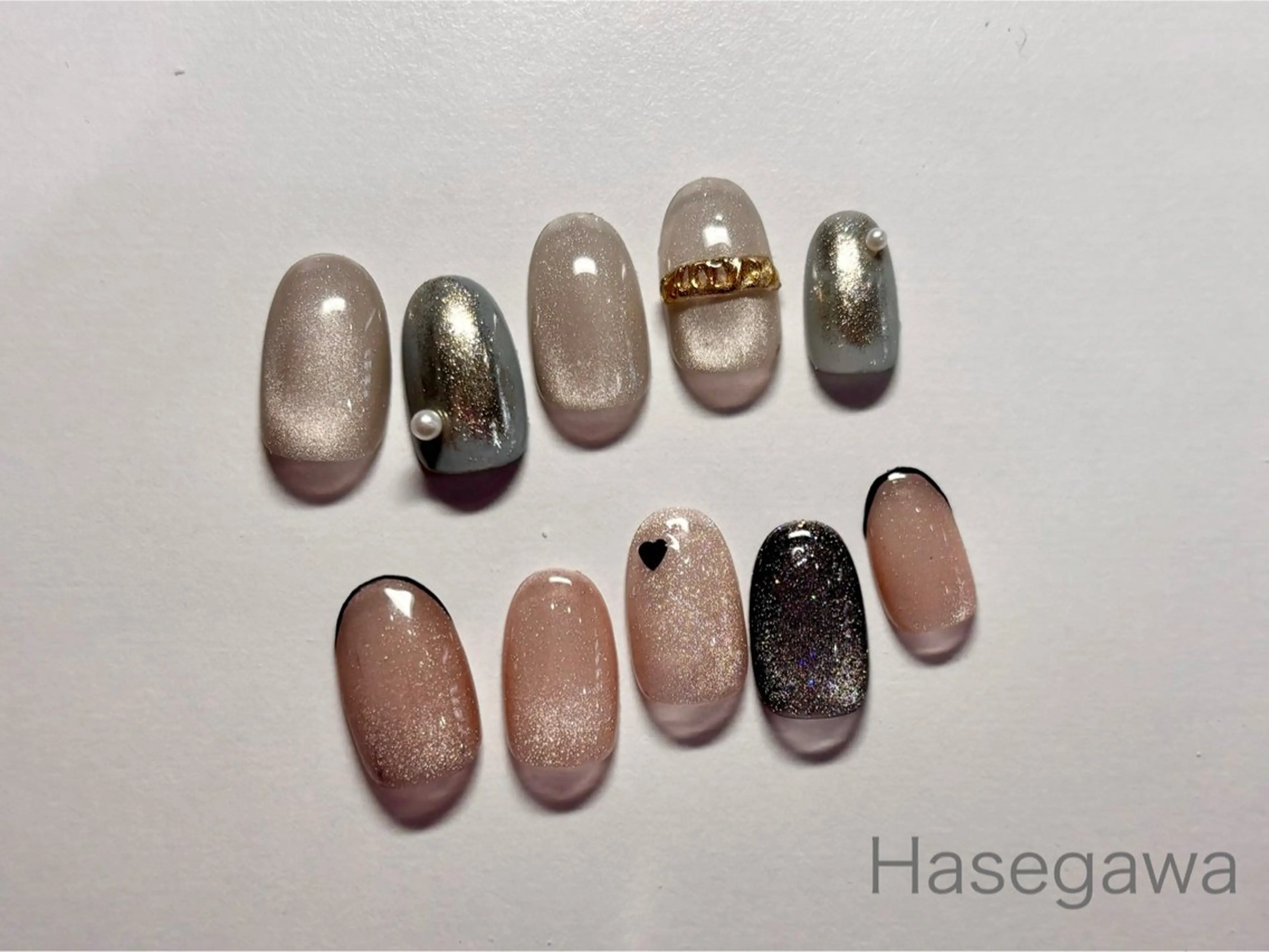 ネイル フレンチネイル マグネットネイル ミラーネイル ハンドネイル DROP所属・DROP 長谷川のネイルデザイン