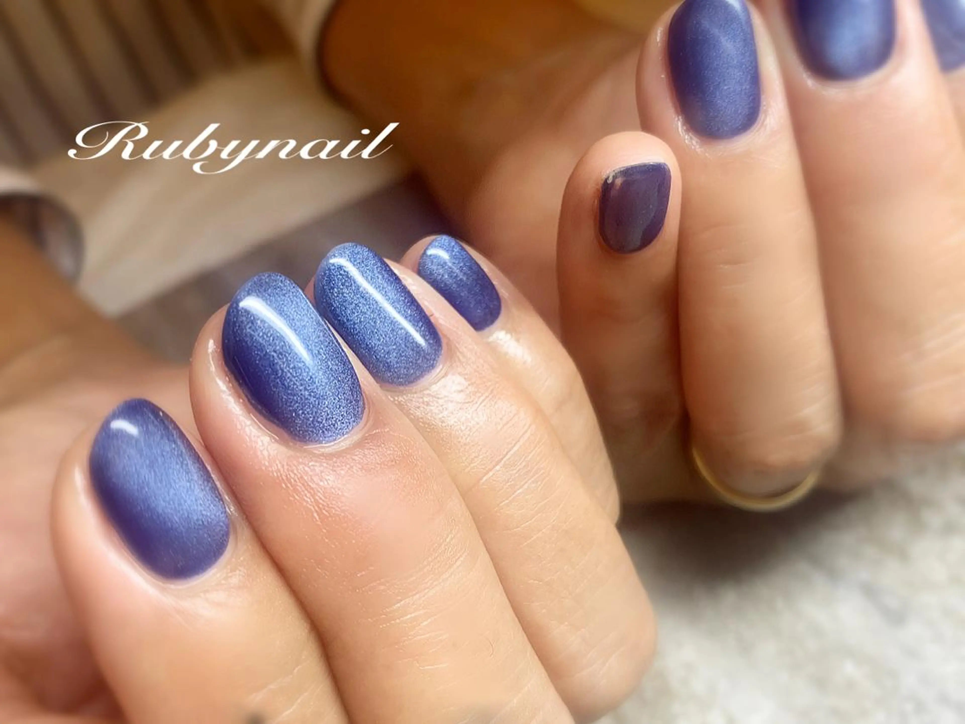ネイル マグネットネイル ネイビー ハンドネイル Rubynail所属・プライベートサロン Rubynailのネイルデザイン