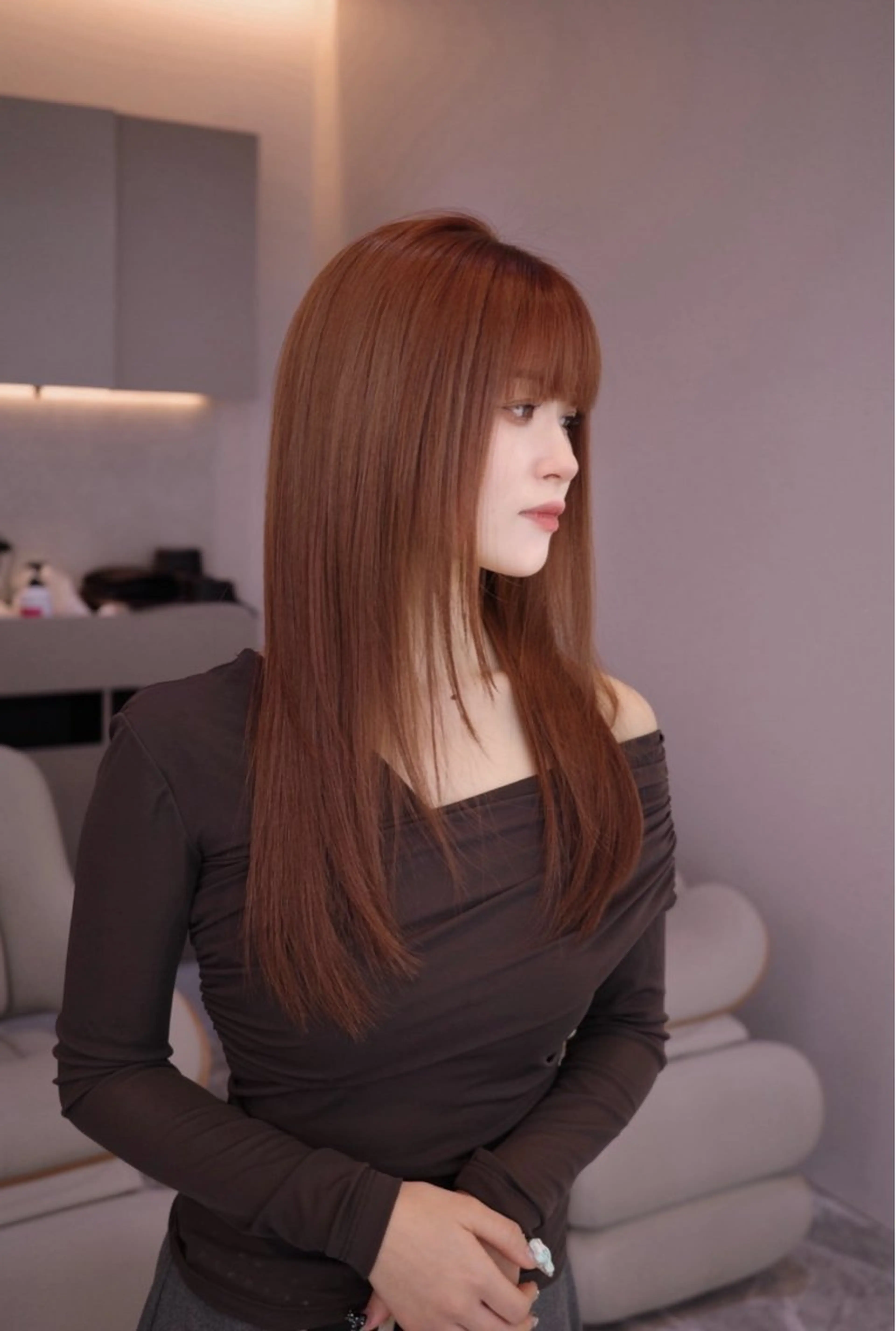 ロング カラー ブラウンカラー 透明感カラー ナチュラルブラウン ロング ボブ COA GINZA 佐藤壮真のヘアスタイル