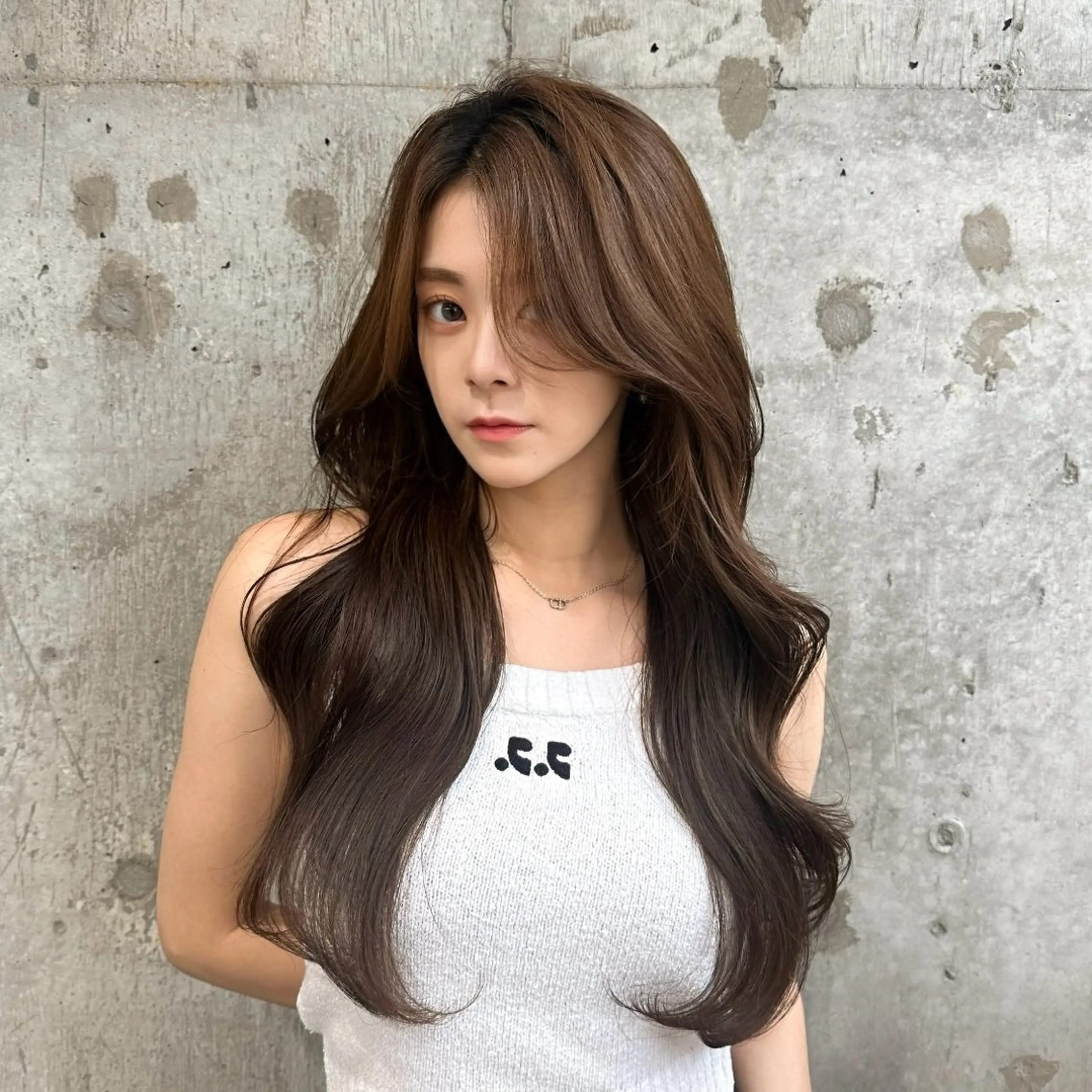 ロング カラー グレージュ 髪質改善 韓国風ヘア カット ヘアカラー トリートメント ヘッドスパ 髪質改善/韓国ヘア レイヤー/新宿/ロミのヘアスタイル