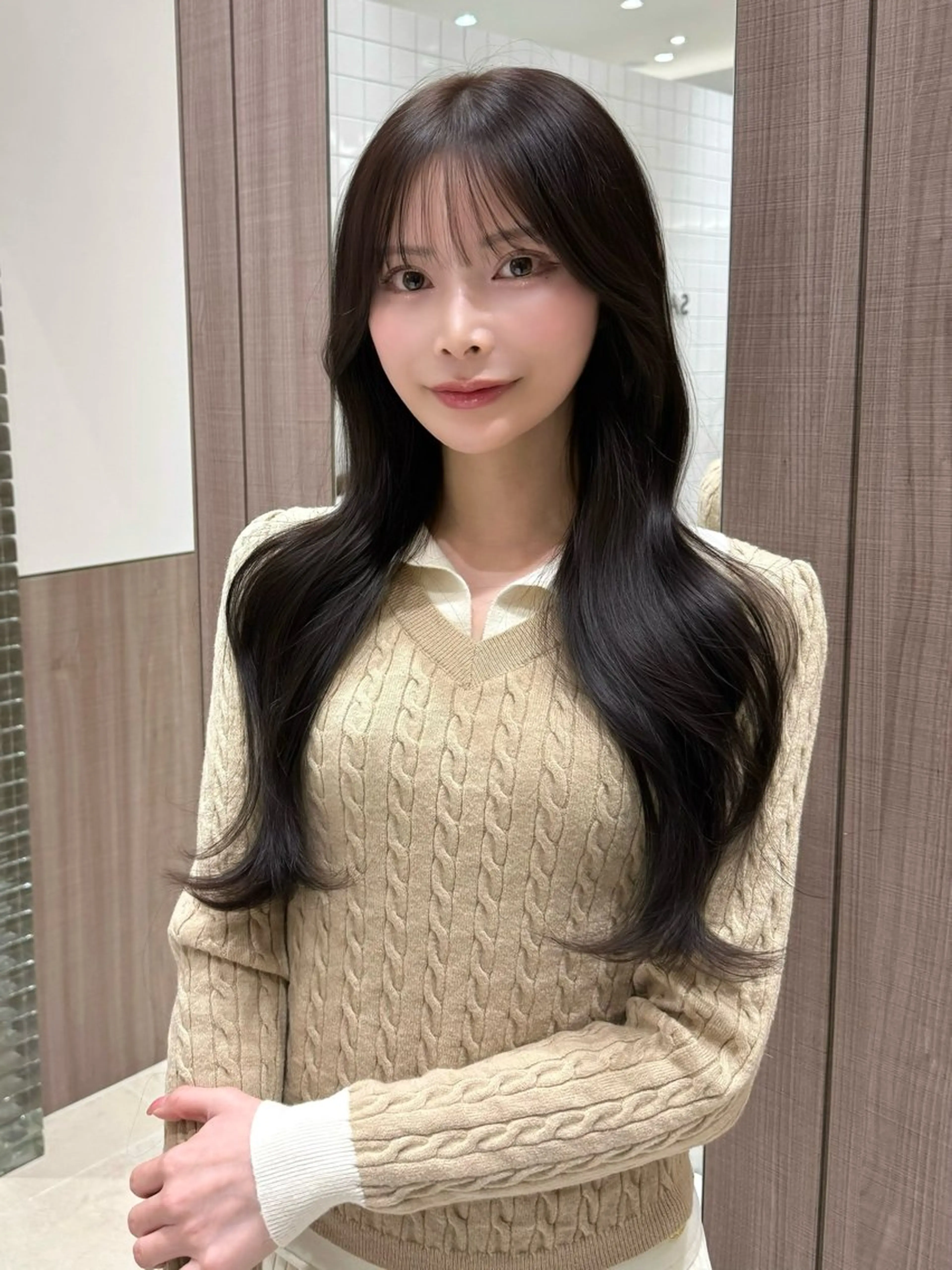 ロング カラー カット ヘアカラー トリートメント 韓国ヘア🤍顔周り/ 髪質改善✨/林遼一郎のヘアスタイル