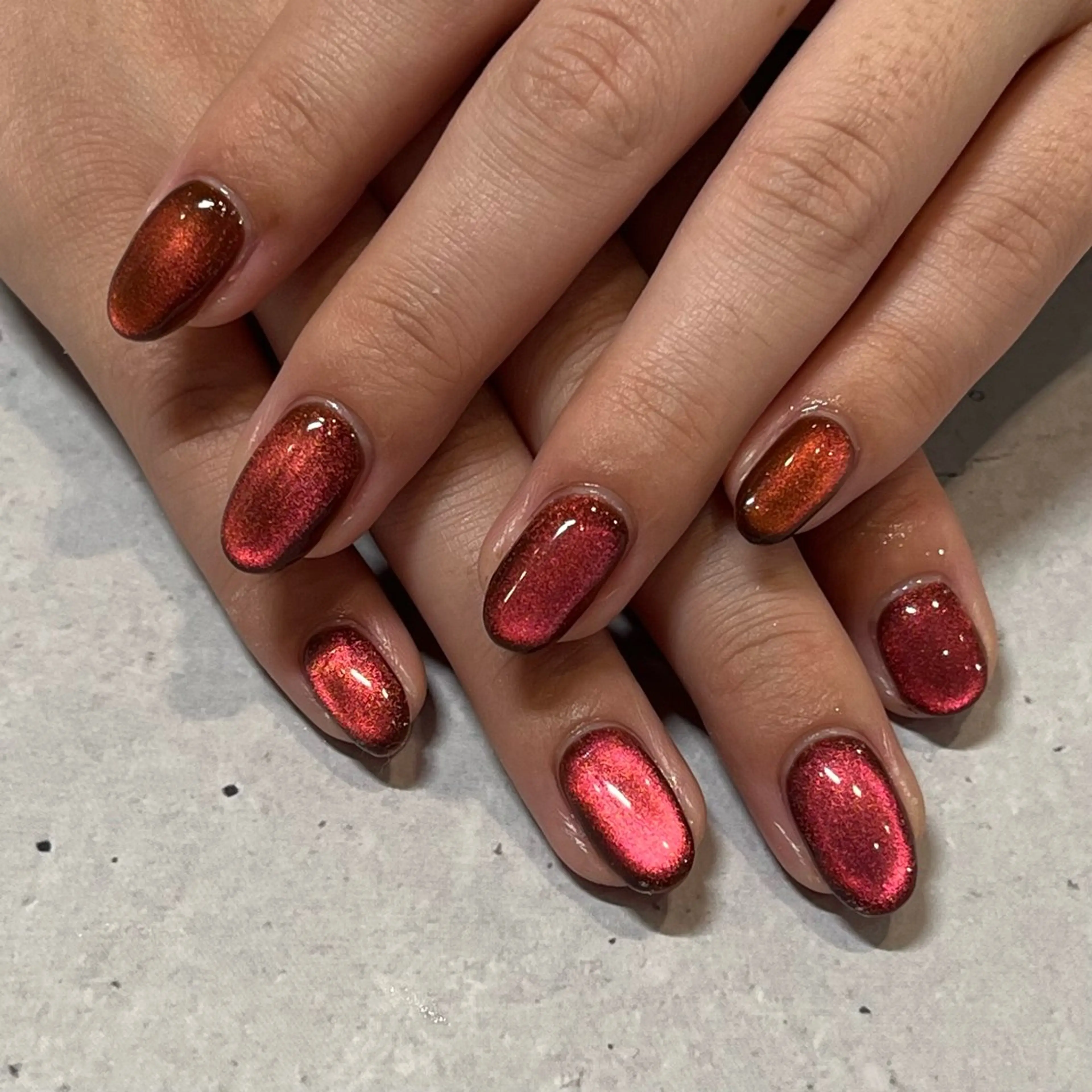 ネイル ブラウン 赤色 ハンドネイル 渡邊 あかりのネイルデザイン