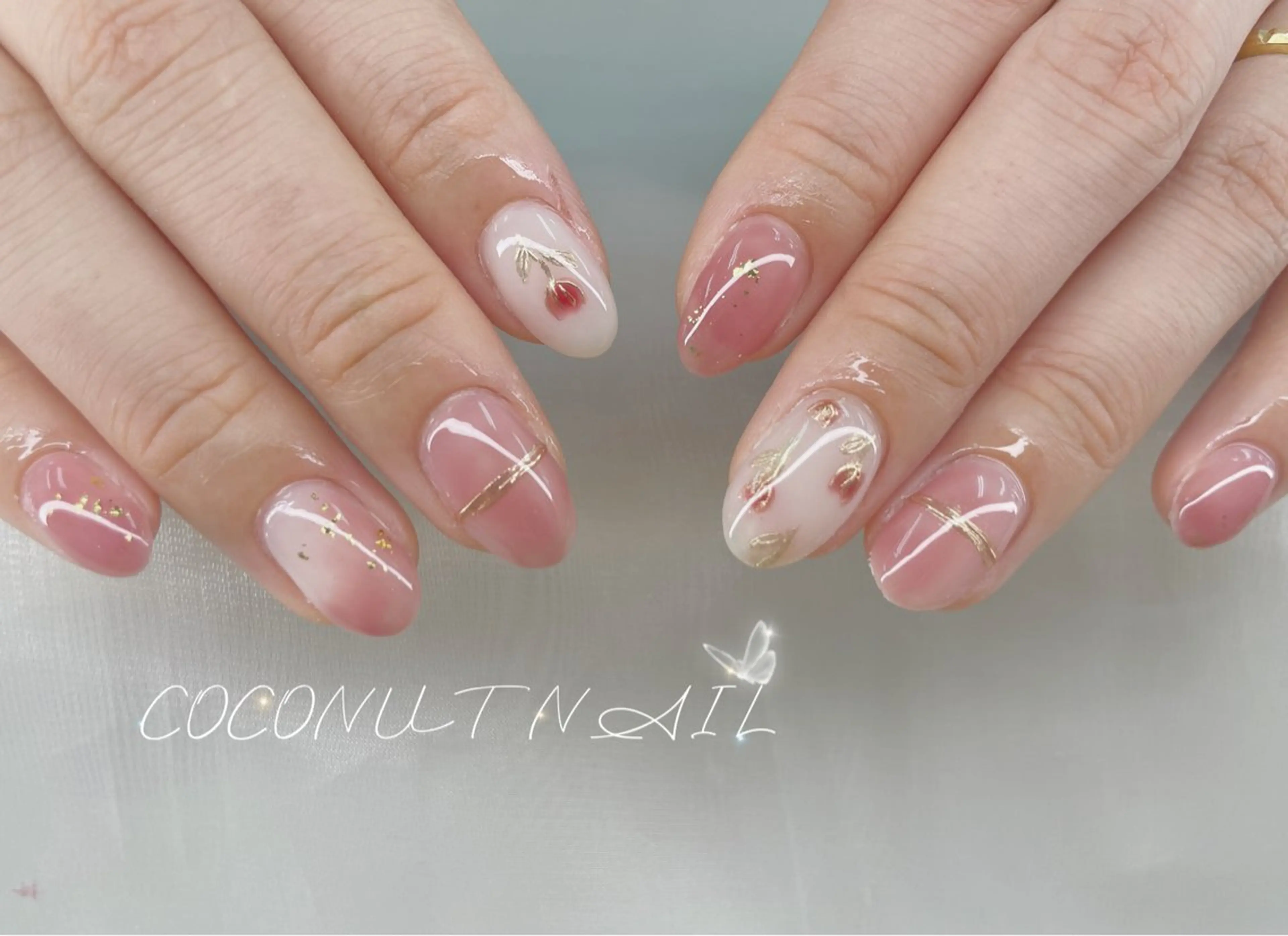 ネイル べっ甲ネイル フレンチネイル キラキラネイル マグネットネイル 大理石ネイル(マーブル) 神田 ココナッツのネイルデザイン