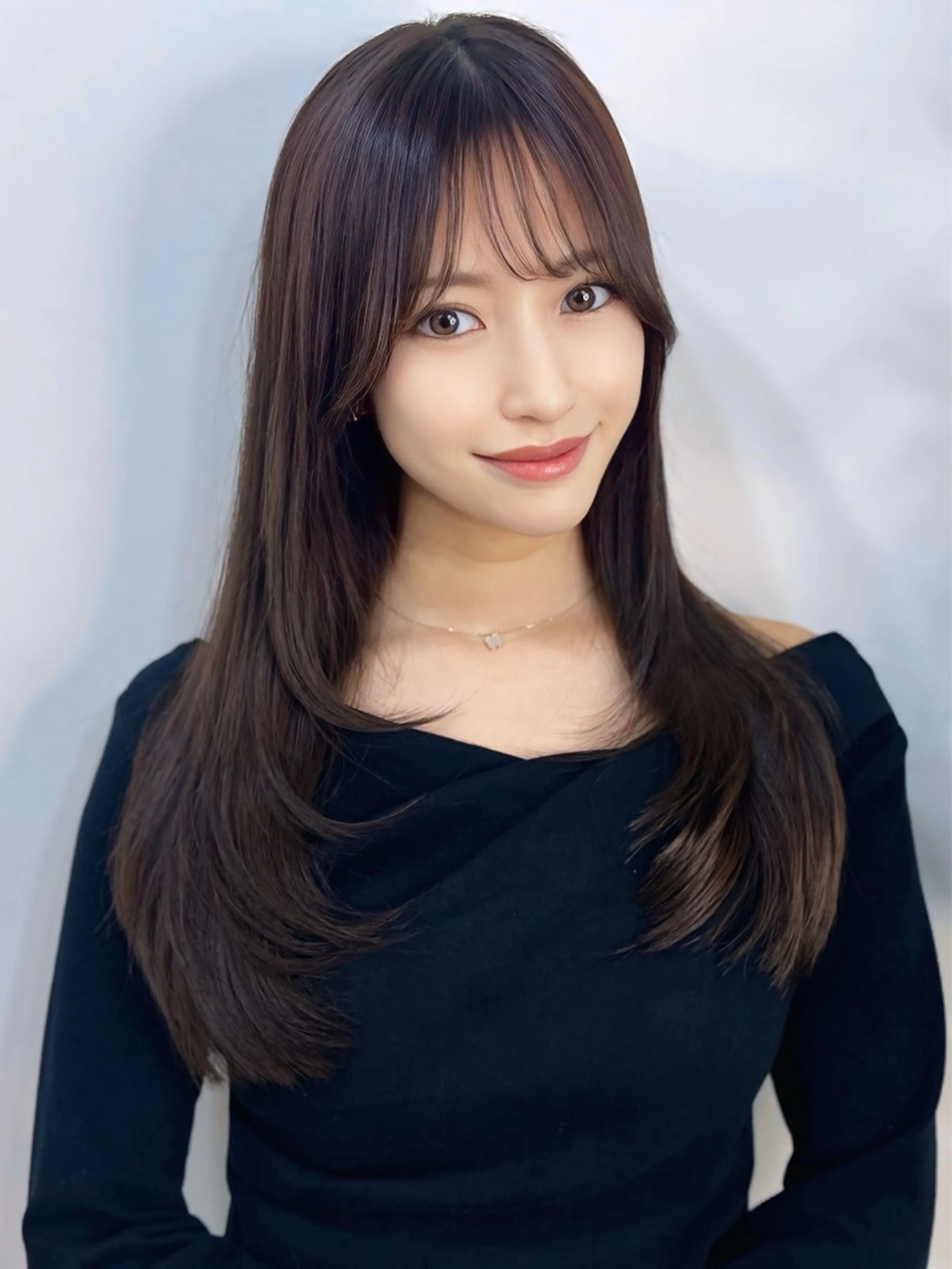 ロング カラー レイヤーカット カット ヘアカラー トリートメント 武田涼レイヤーカット 髪質改善×縮毛矯正のヘアスタイル