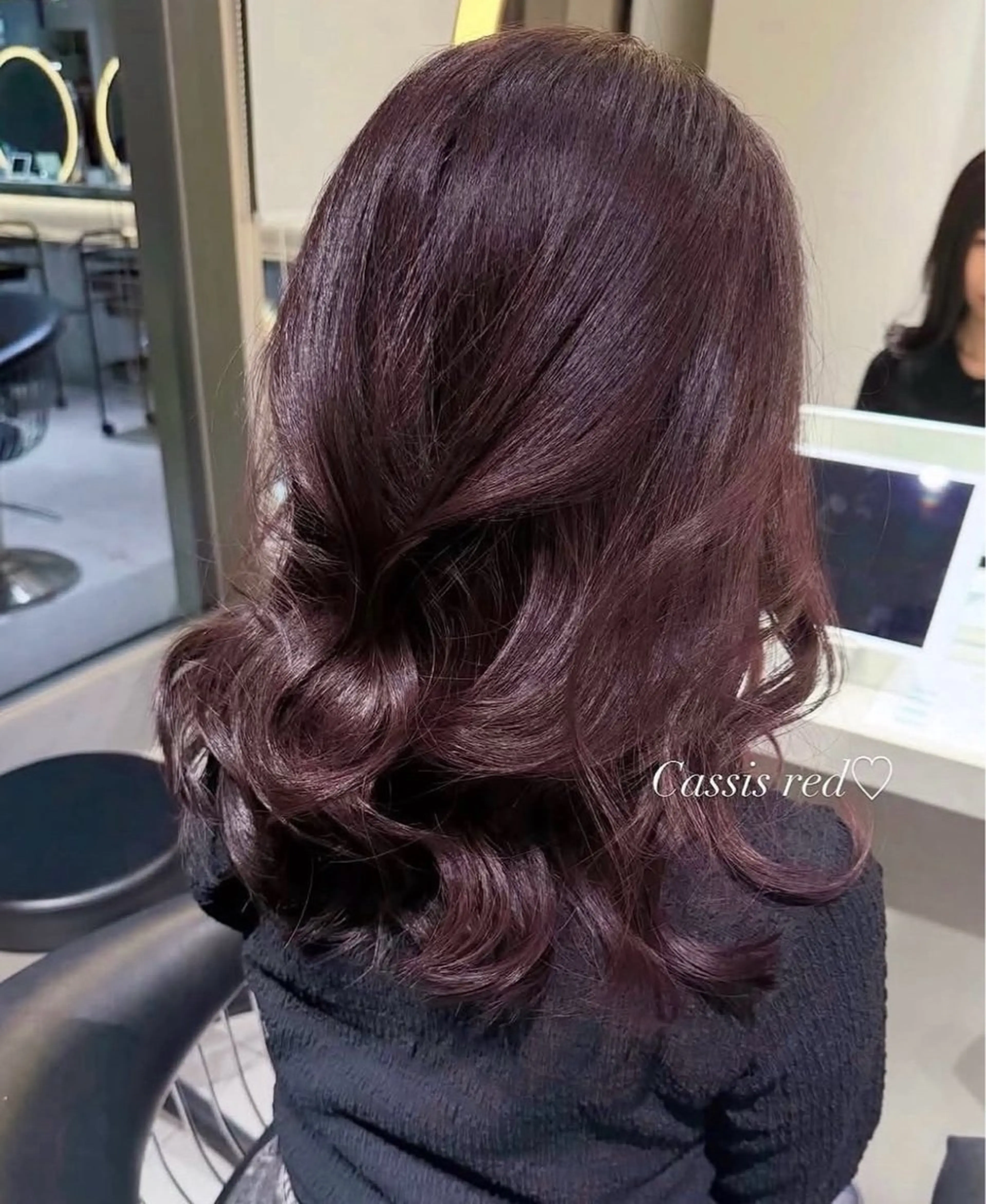 セミロング カラー ブリーチ カシス ブリーチなしカラー レッドカラー 透明感カラー/ Yuna♡のヘアスタイル