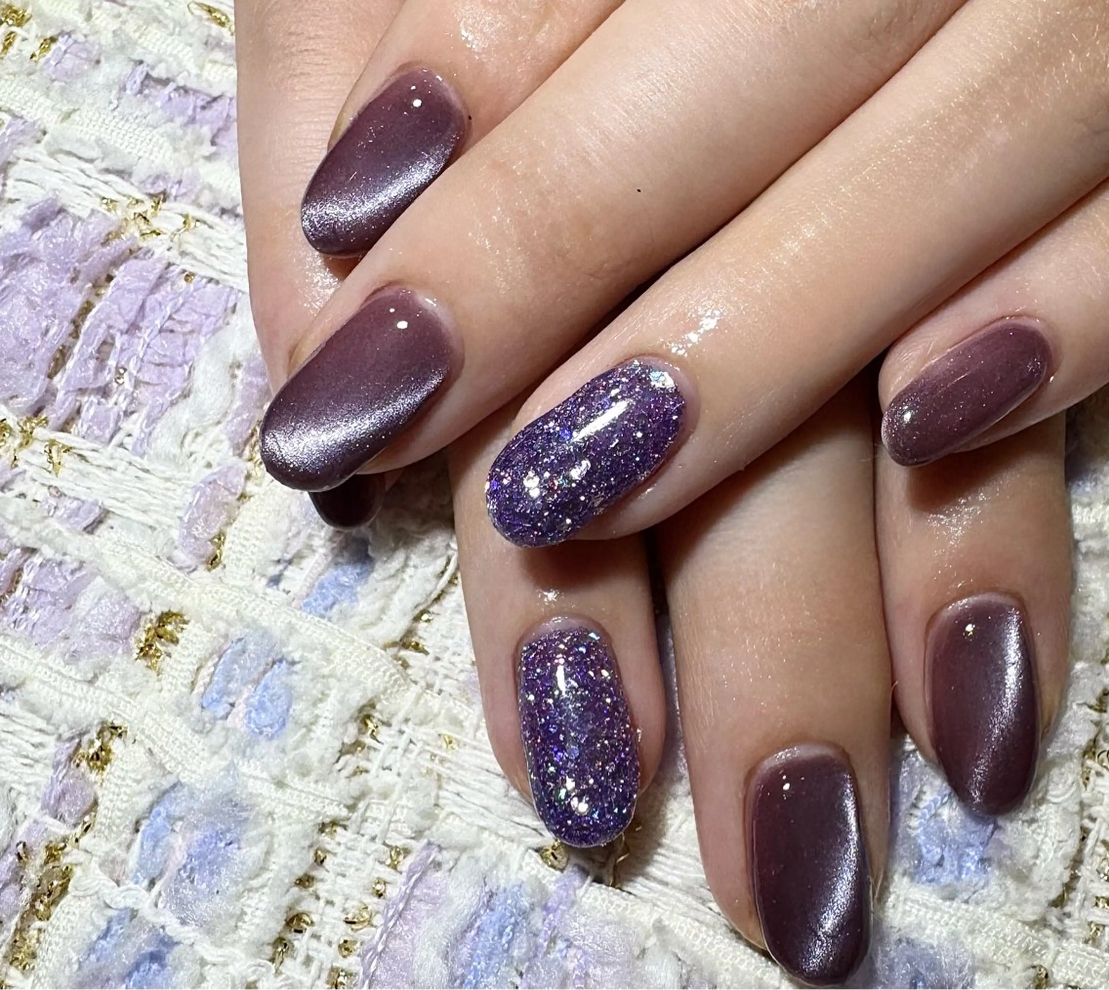 ネイル フラッシュネイル ジェルネイル マグネットネイル メンズネイル パープル ハンドネイル マイムネイル所属・MIMnail メンズネイリストのネイルデザイン