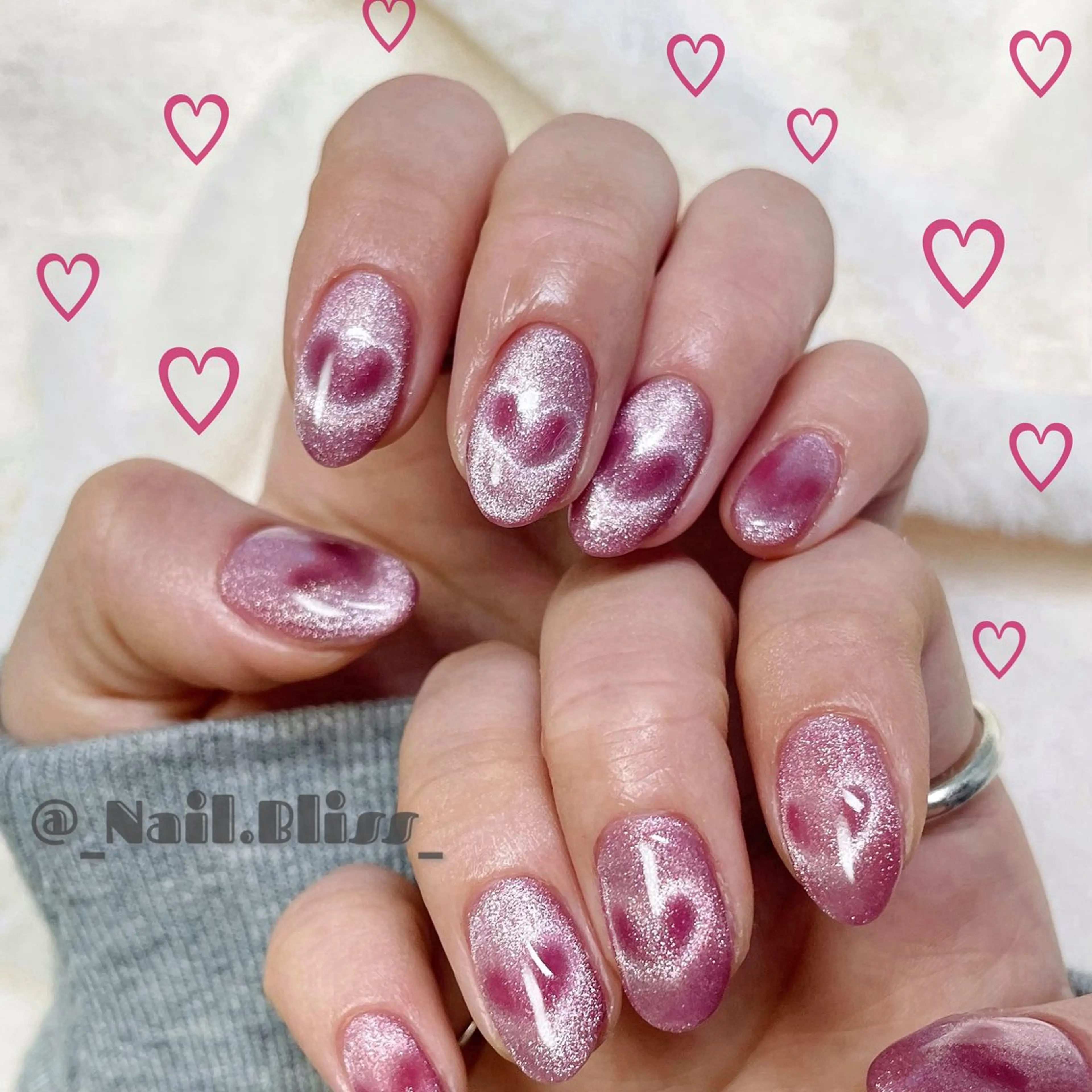 ネイル ハート マグネットネイル ハンドネイル NAIL BLISSのネイルデザイン