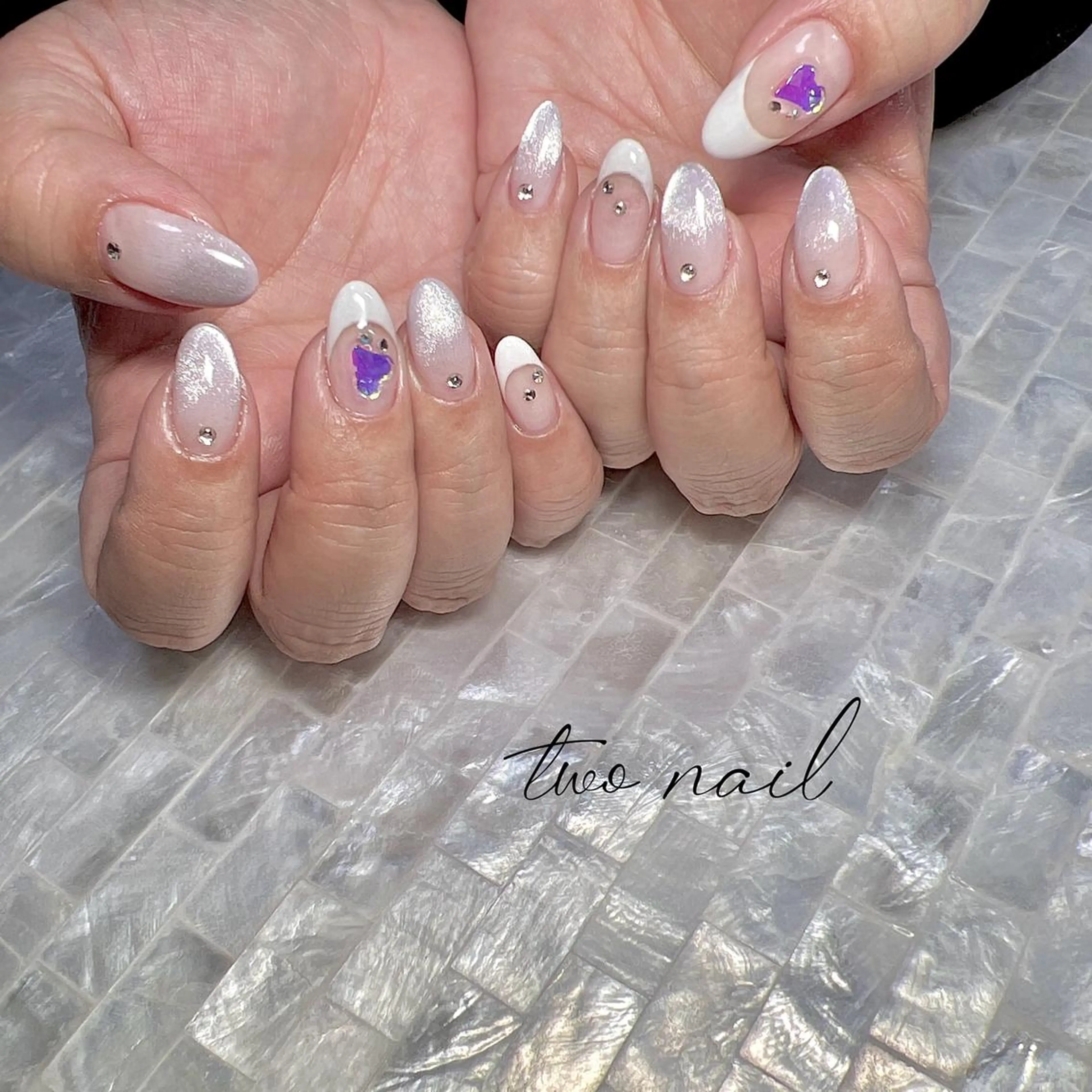 ネイル アートネイル フットネイル ハート ニュアンスネイル オフィスネイル two nailのネイルデザイン