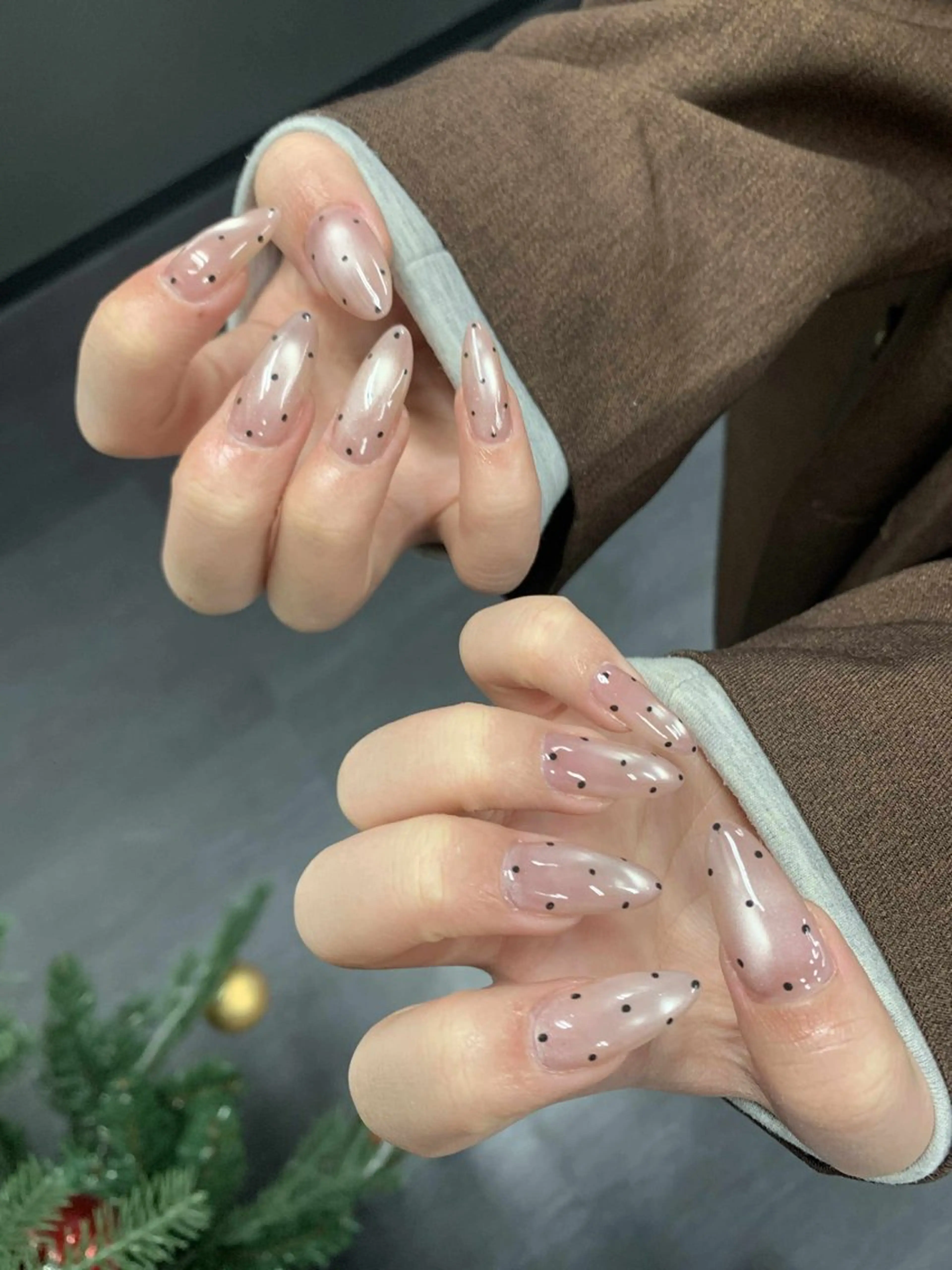 ネイル 韓国ネイル 持ち込み ニュアンスネイル ネイルチップ 冬ネイル RINN ANA.CHUOのネイルデザイン