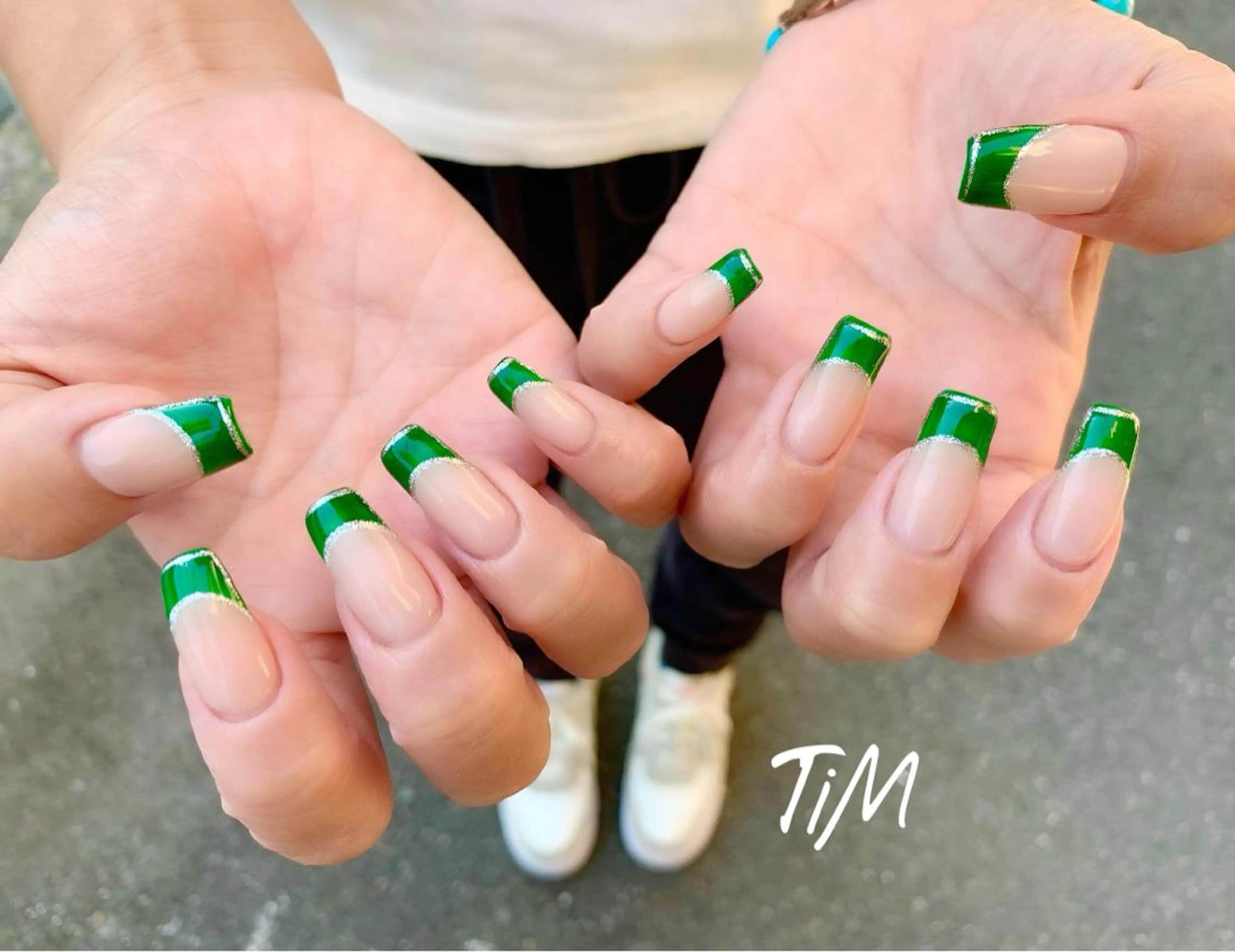 セミロング ネイル グリーン Beauty Studio TiM所属・TiM【ティム】 近鉄八尾店のマツエク・マツパデザイン