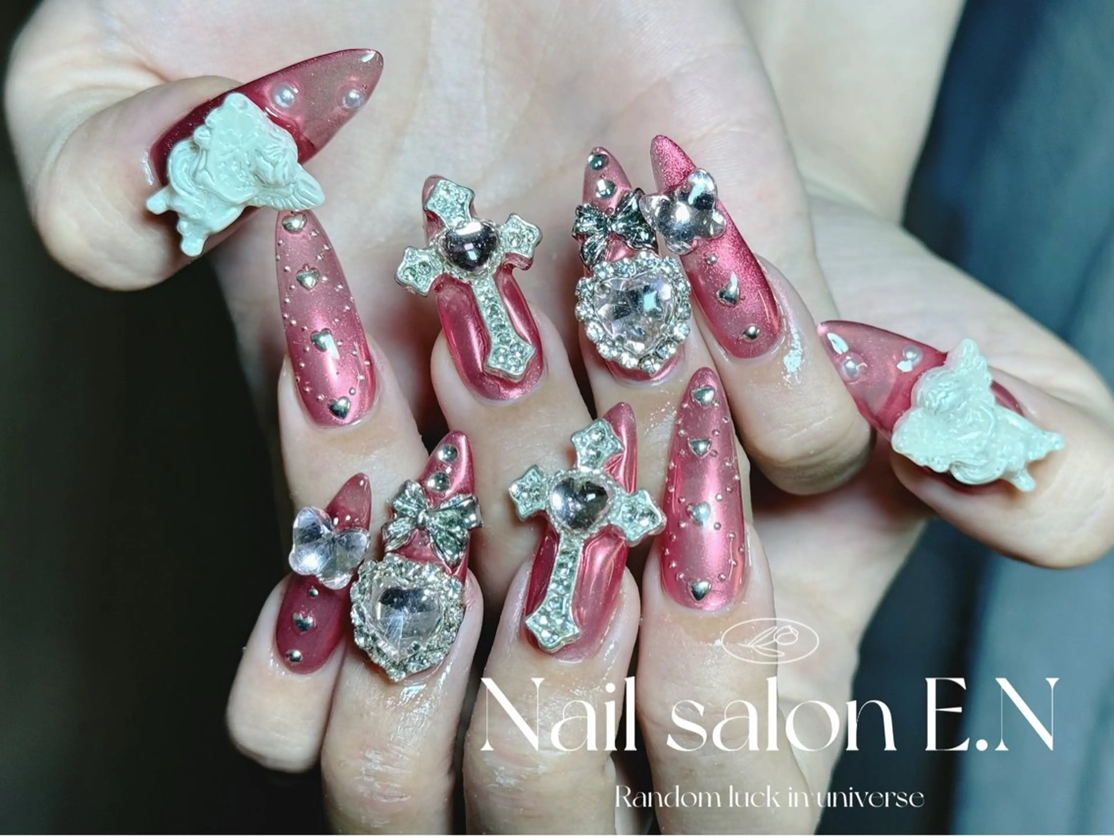 ネイル アートネイル オーロラネイル ブラウン クリアネイル フレンチネイル ハンドネイル E.N🦋 長さ出し/持ち込みのネイルデザイン