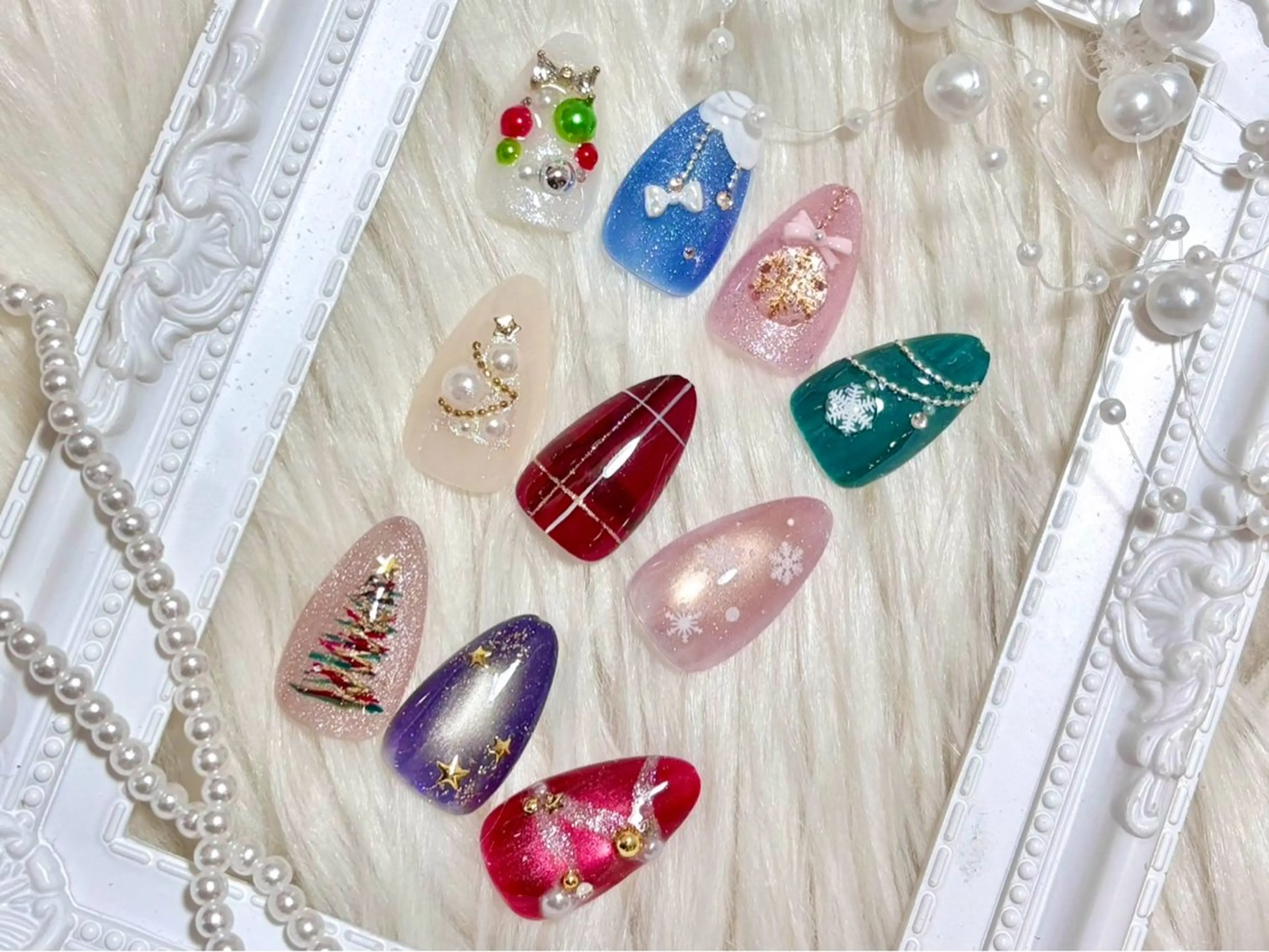 ネイル ジェルネイル 韓国ネイル パラジェル ワンホンネイル 冬ネイル ゆりか ジョアアンジェ福島のネイルデザイン