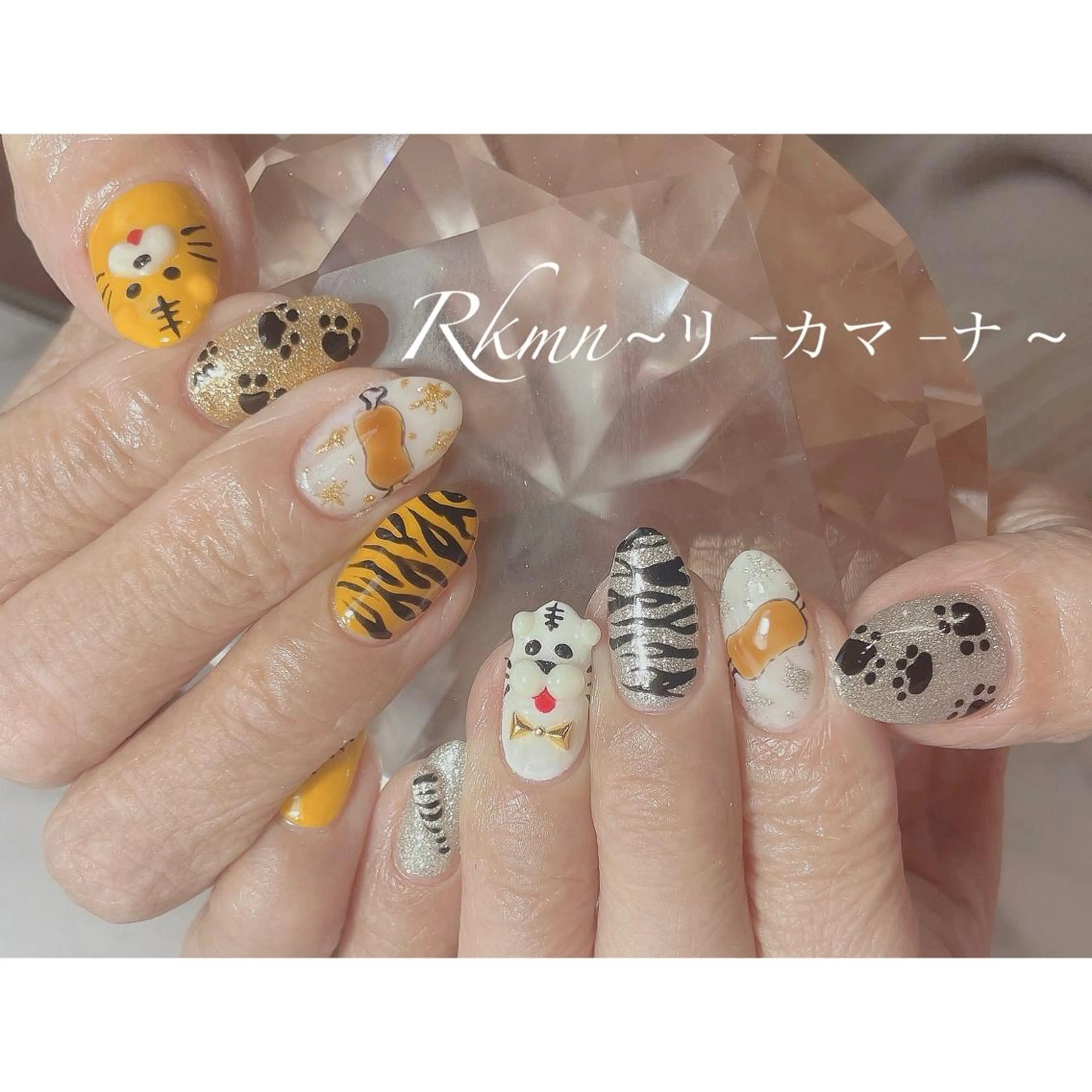 ネイル アートネイル 春ネイル ホワイト ハンドネイル フットネイル ハンドケア Rkmn ~リ-カマ-ナ~のネイルデザイン