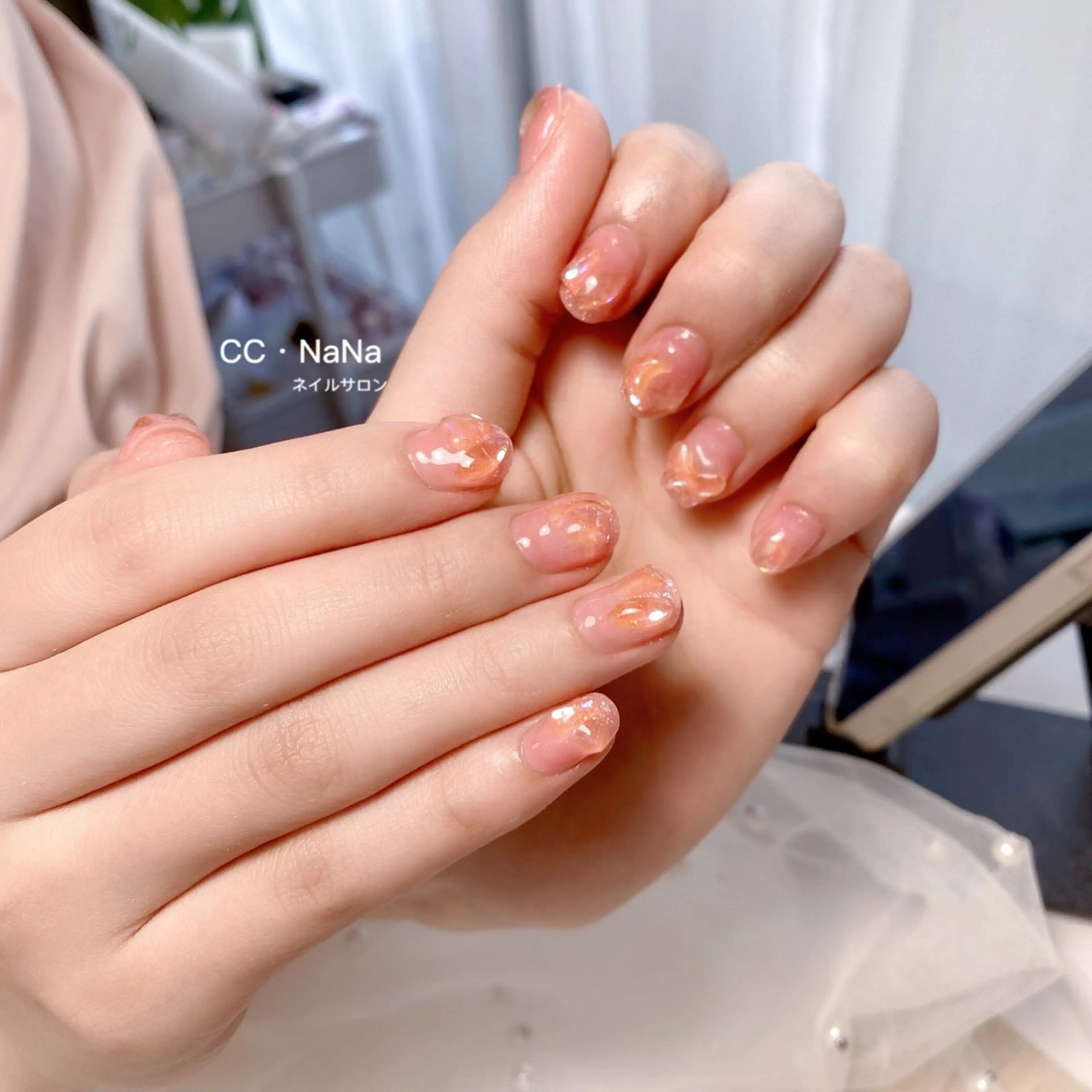 ネイル 夏ネイル ワンホンネイル ハンドネイル 💎CC・NaNa 韓国風ネイル🌙Cのネイルデザイン