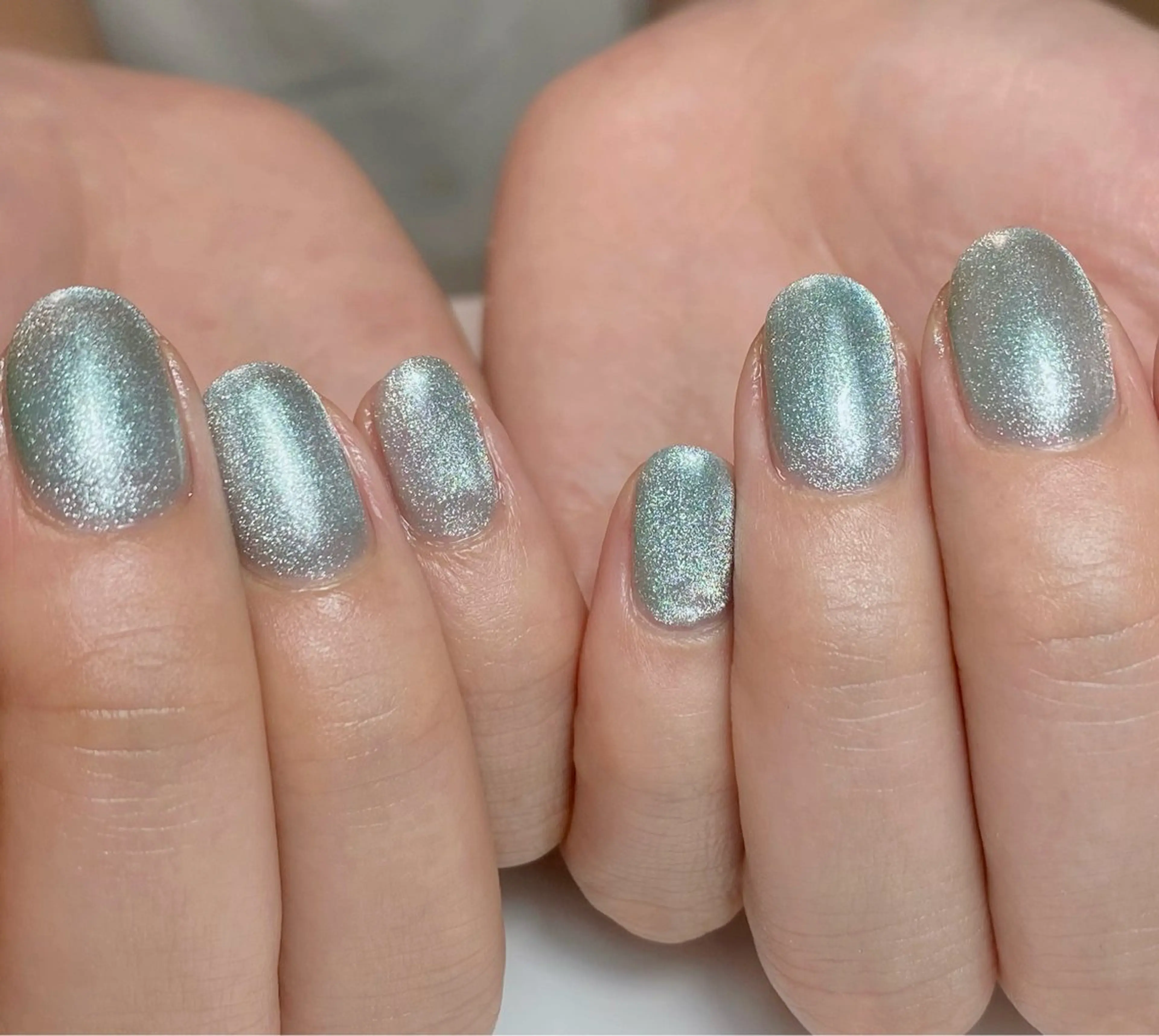 ネイル ブルー キラキラネイル マグネットネイル シンプルネイル ハンドネイル Nail Salon K 🧸美爪育成のネイルデザイン