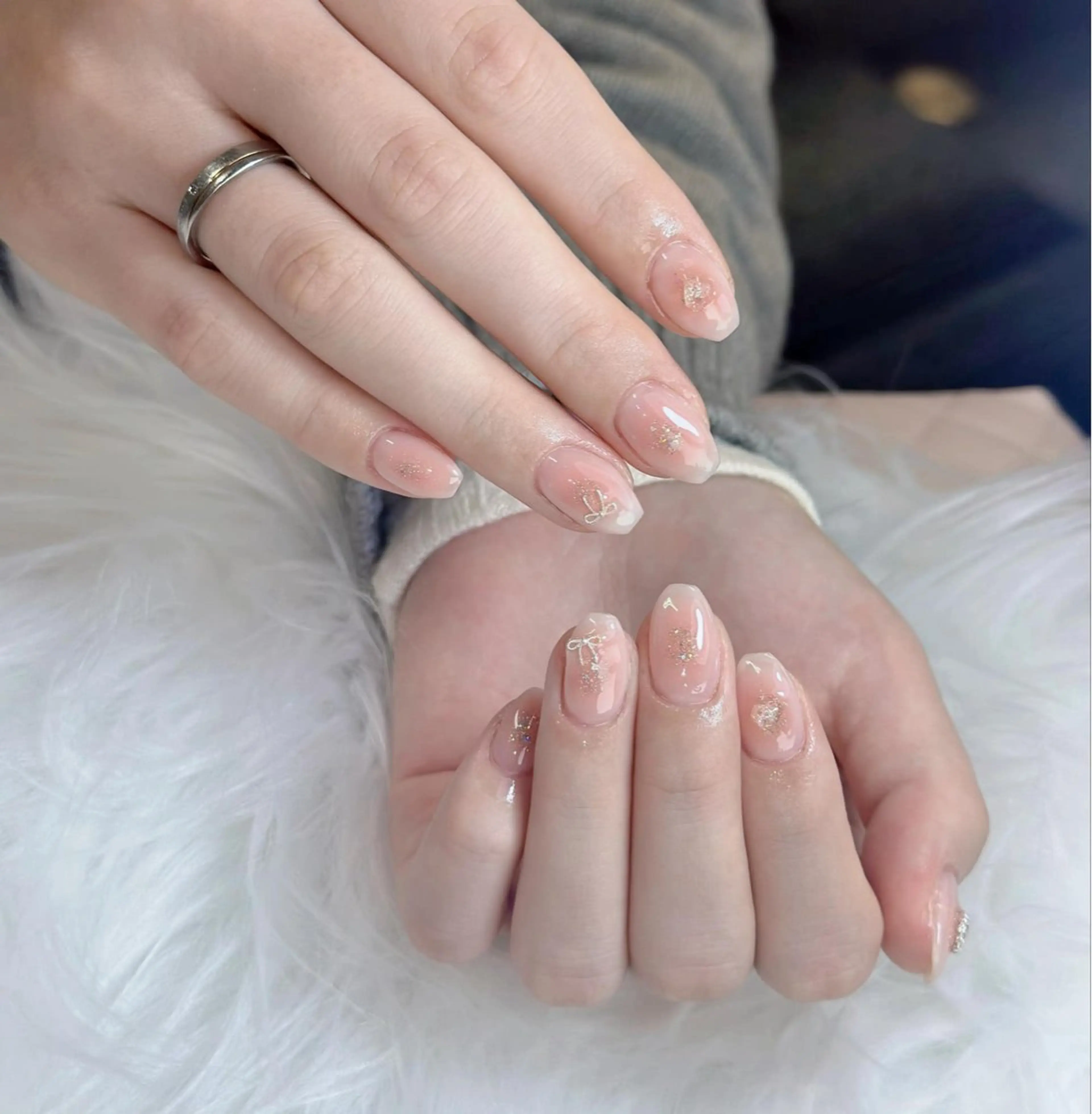 ネイル フレンチネイル ハート 韓国ネイル レース ニュアンスネイル ハンドネイル ハンドケア ボニー Coco nailのネイルデザイン