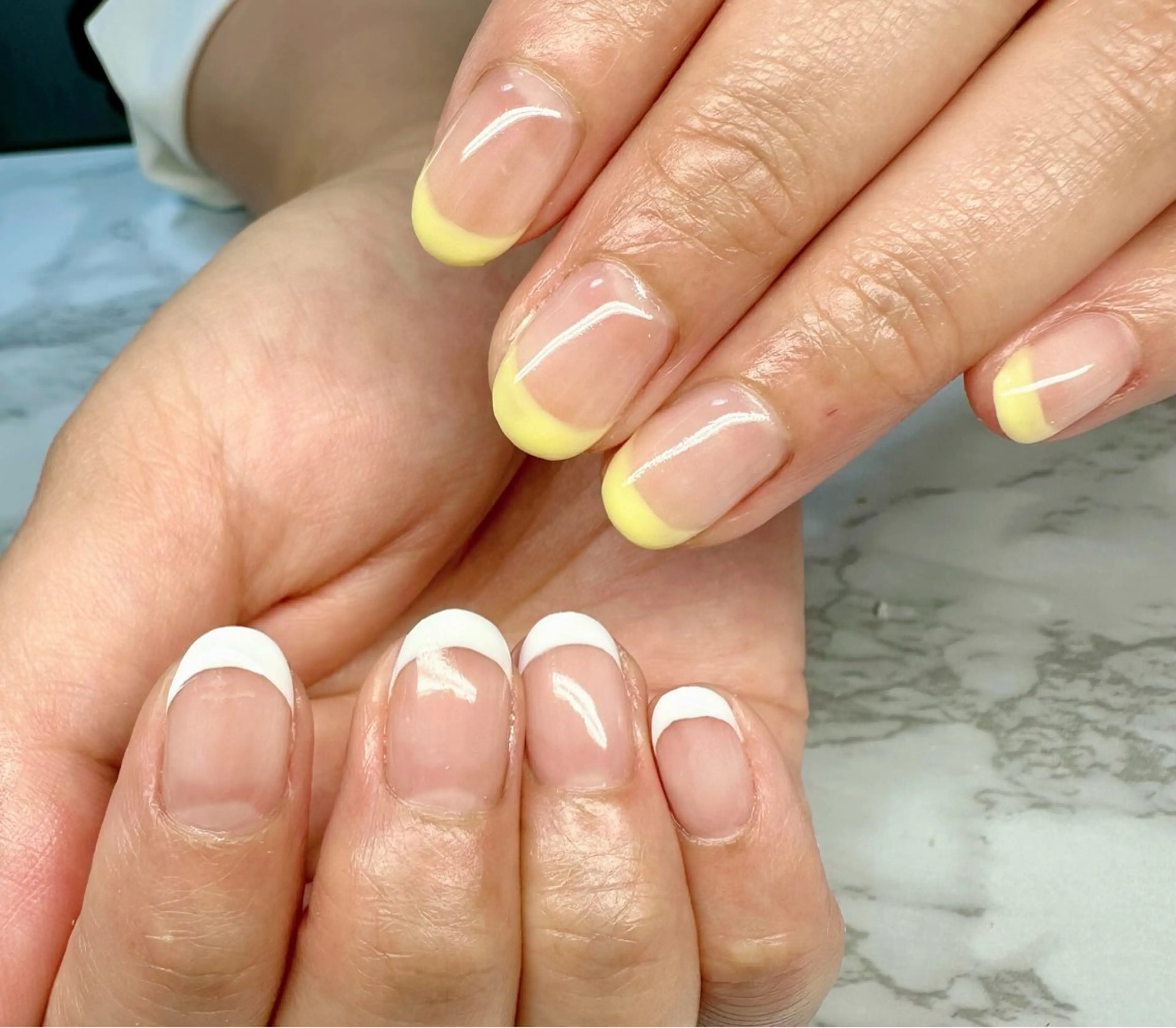 ネイル オーロラネイル フレンチネイル ニュアンスネイル ワンカラーネイル 夏ネイル M.N_ nailのネイルデザイン