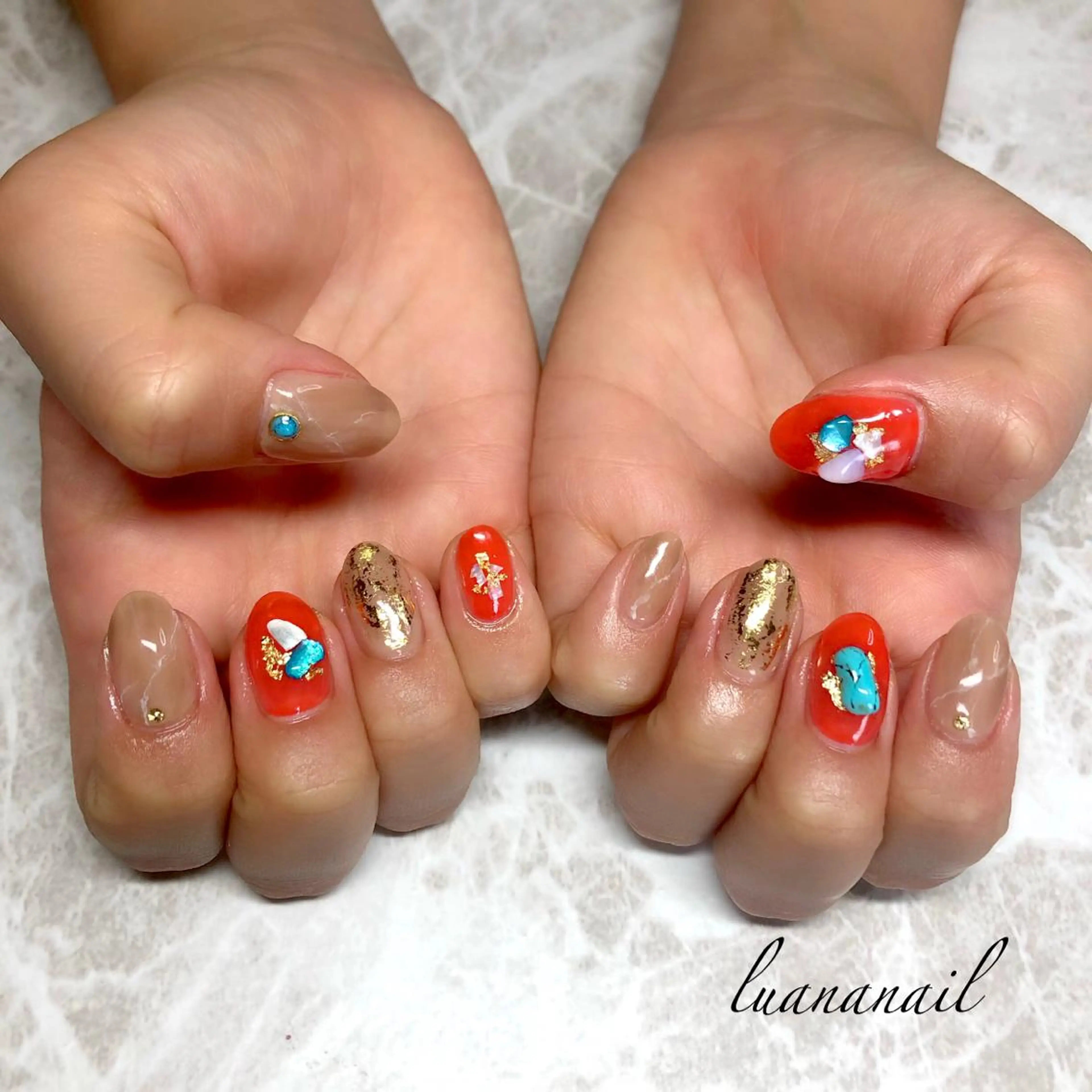 ネイル オレンジ luana nailのネイルデザイン