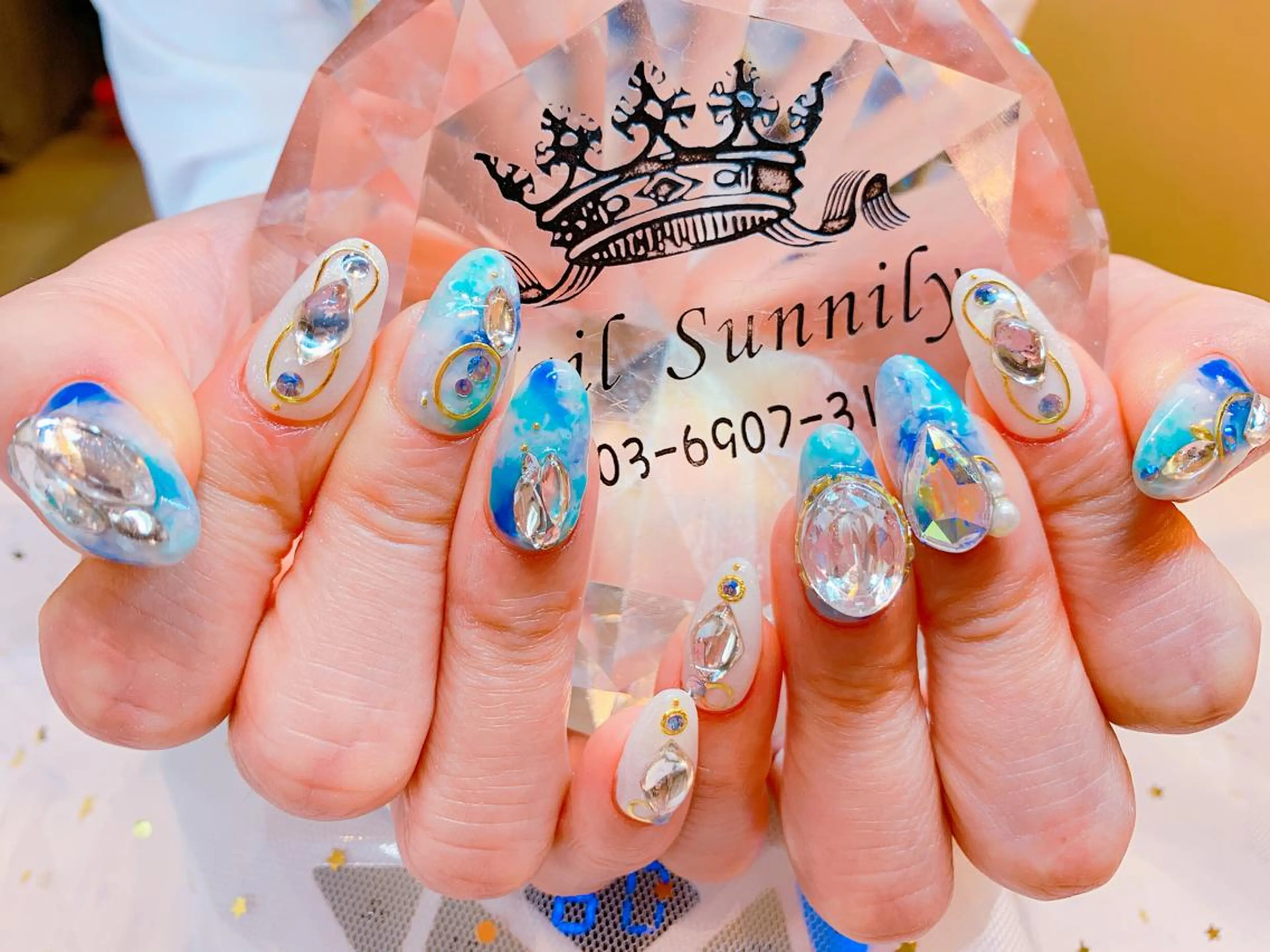 ネイル ストーンネイル 長さだし専門店 M2　rikaのネイルデザイン