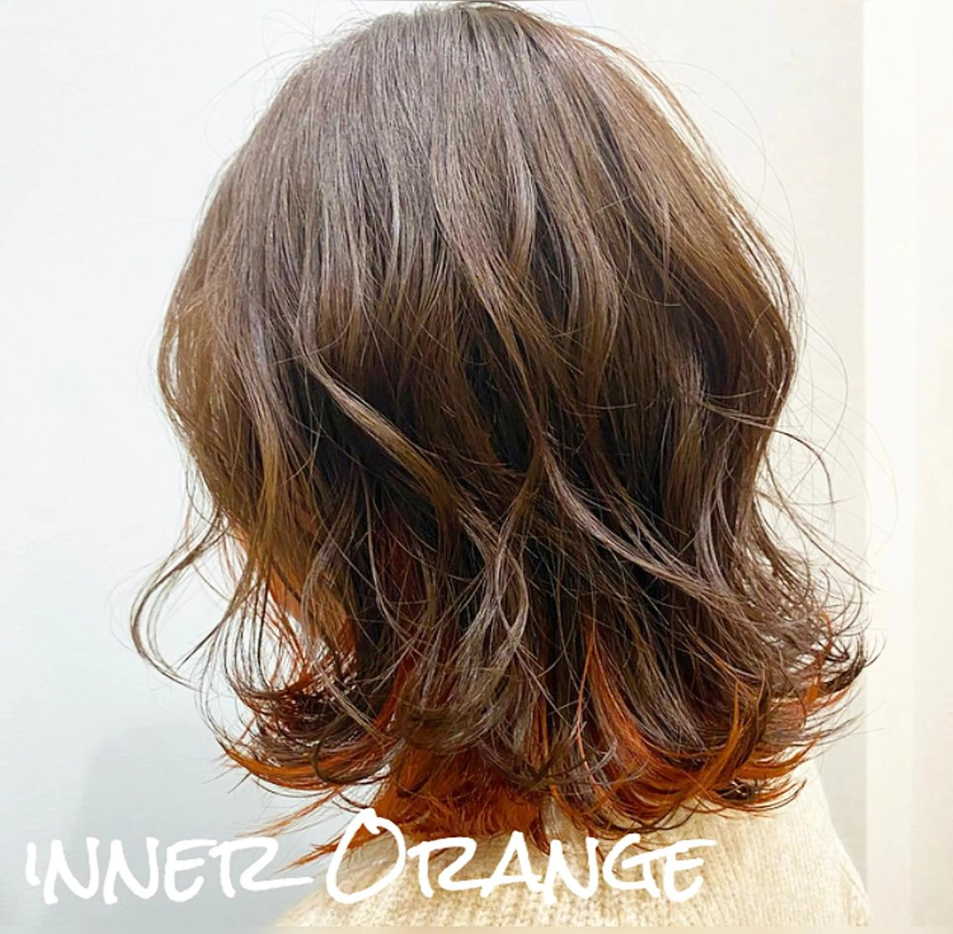 ミディアム カラー ブリーチ オレンジ レイヤーカット 【浜松・豊橋】 ニシモトのヘアスタイル
