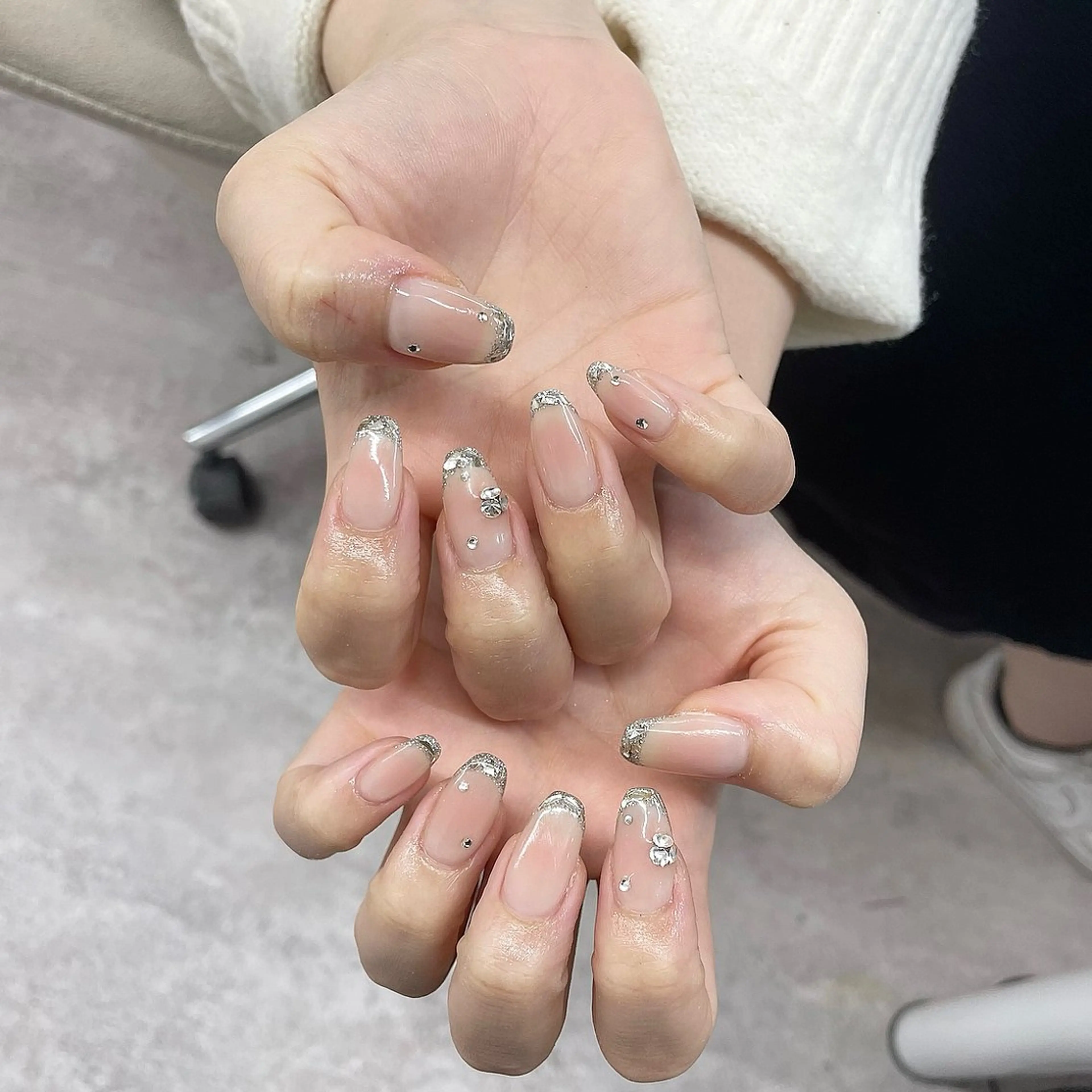 ネイル チークネイル フレンチネイル ガラスフレンチ ハンドネイル Bianca川越西口 KITAZAKI🫧のネイルデザイン