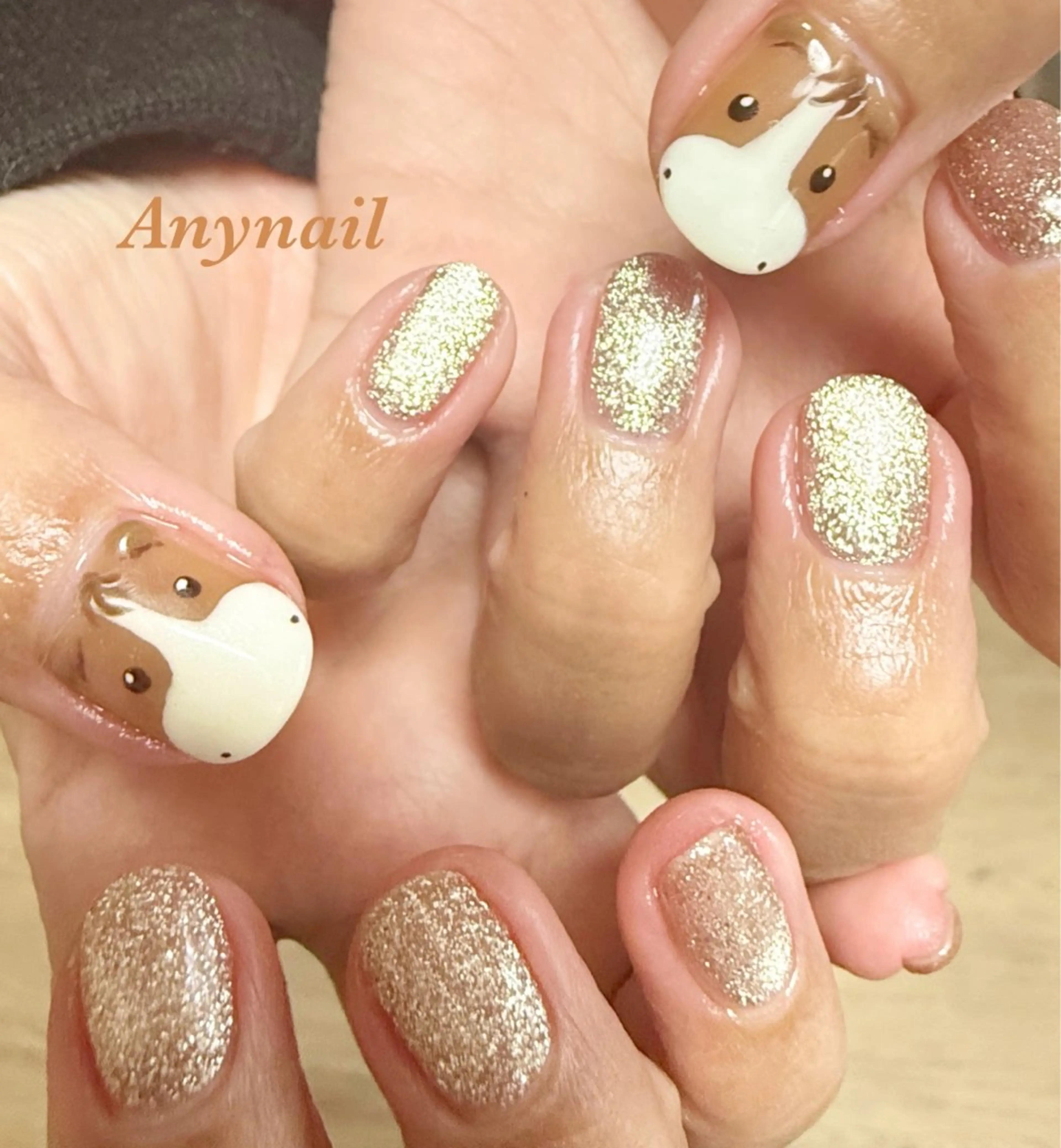 ネイル アニマル柄 ブルー マグネットネイル 岩澤 恵子のネイルデザイン