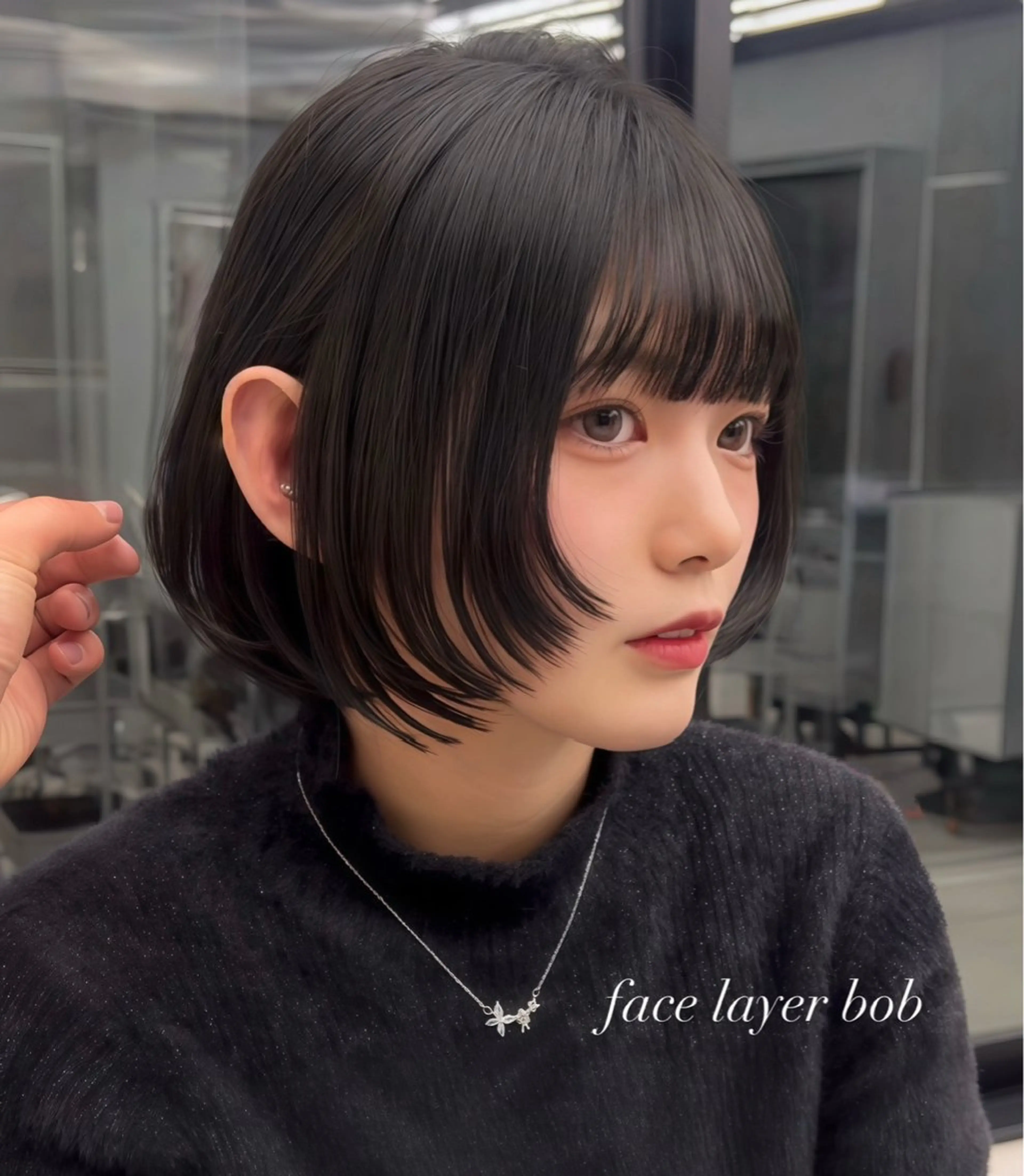 ミディアム ボブレイヤー ボブ 顔まわりレイヤー レイヤーカット 小顔カット ボブ特化 似合わせヘア/かずきのヘアスタイル