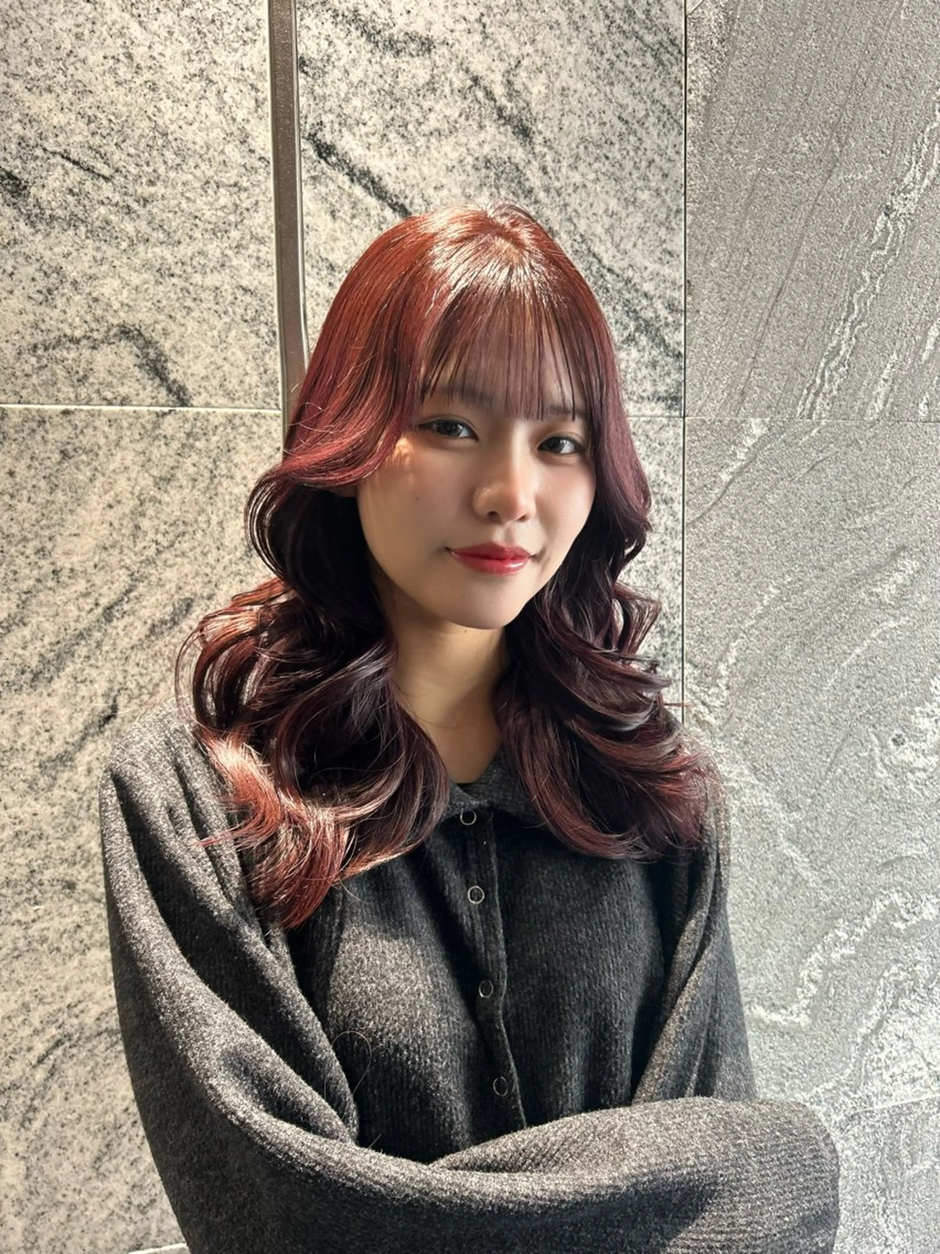 セミロング 縮毛矯正 カット ヘアカラー 名古屋／似合わせ カット／カラー🫧のヘアスタイル