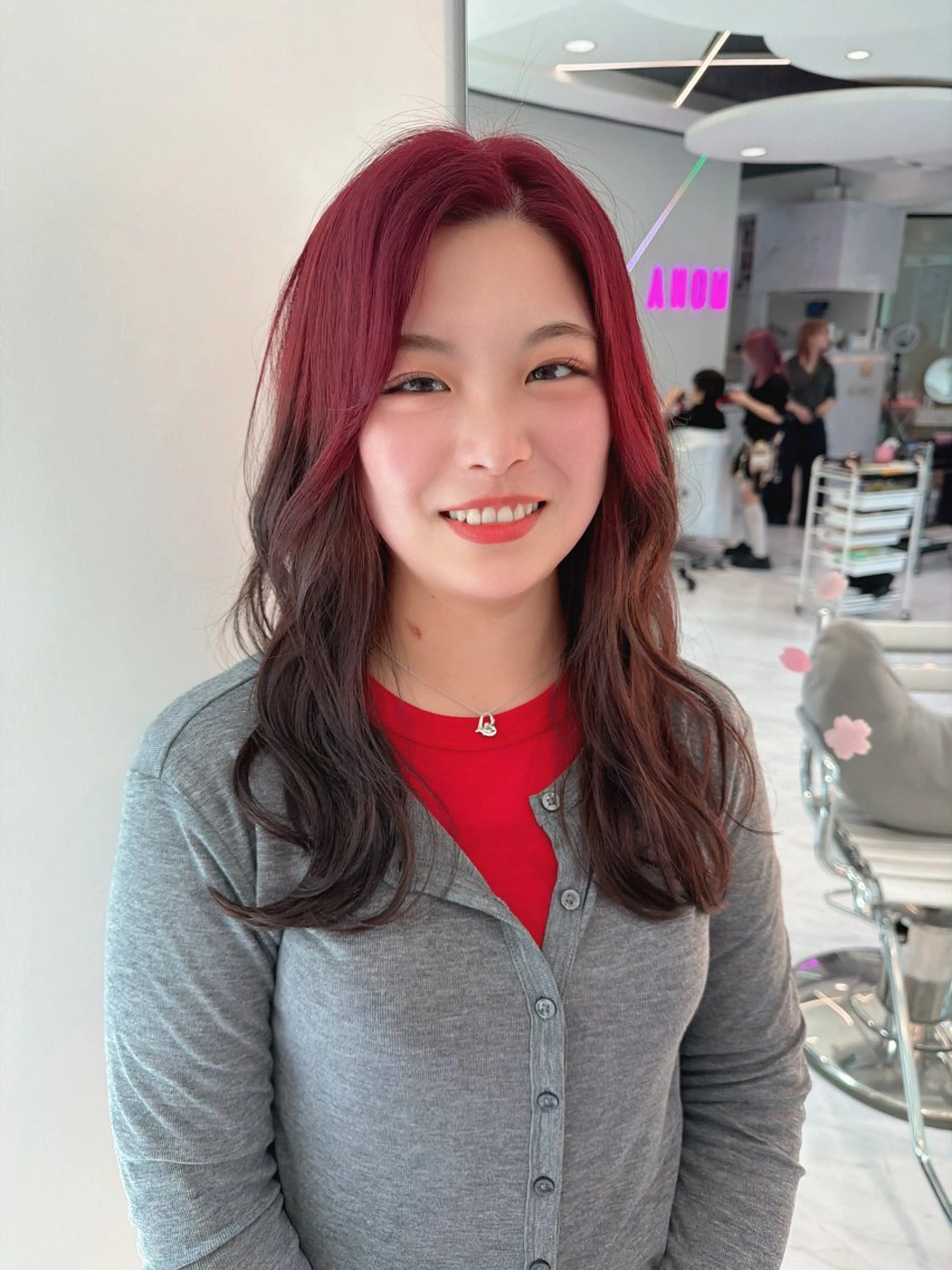 セミロング カラー ブラウンカラー レッドカラー ヘアカラー SAYAKA 🍒／ボブ／暖色のヘアスタイル