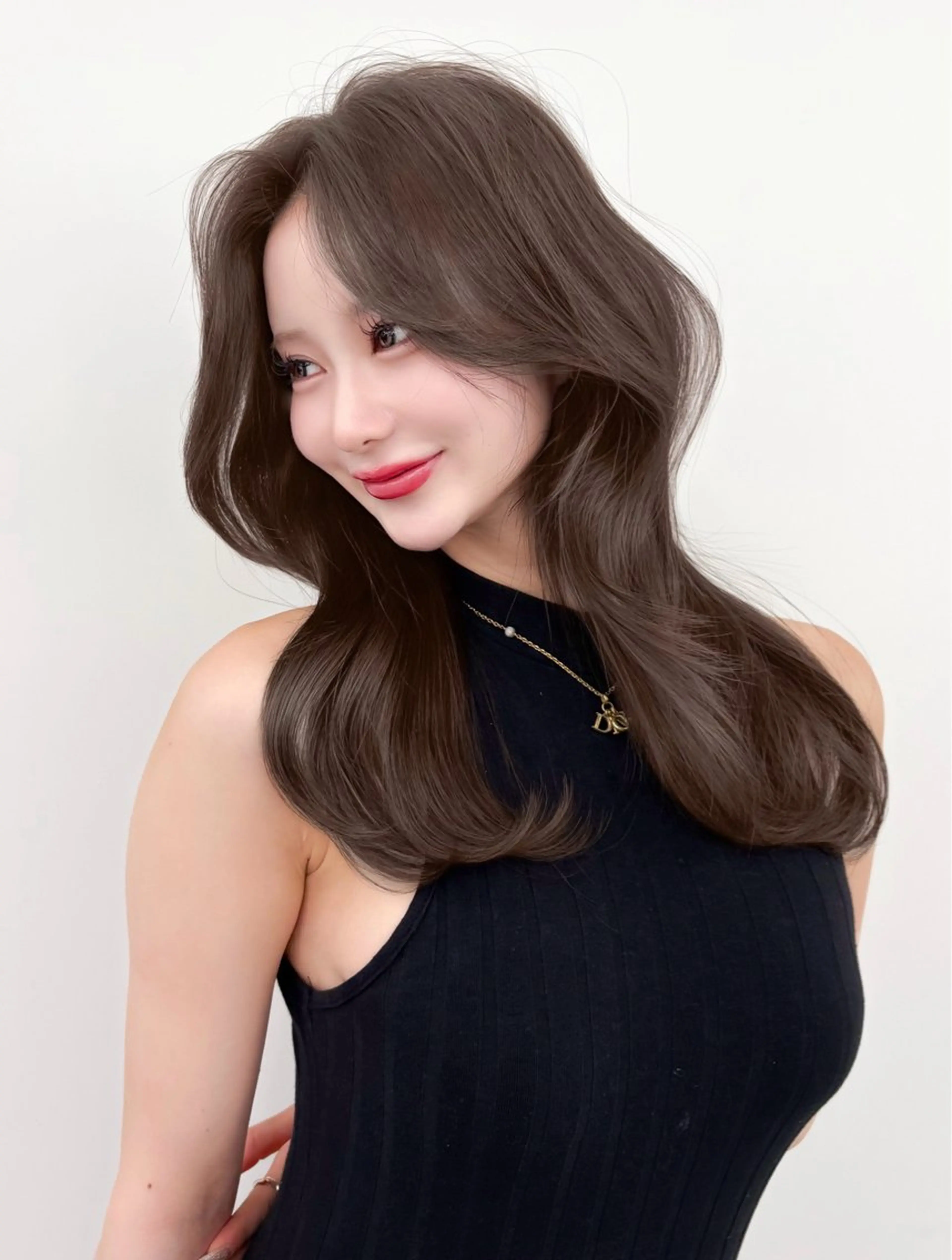 セミロング カラー 小顔カット カット ヘアカラー トリートメント 韓国ヘア/レイヤー/ 顔まわり足立遥奈のヘアスタイル