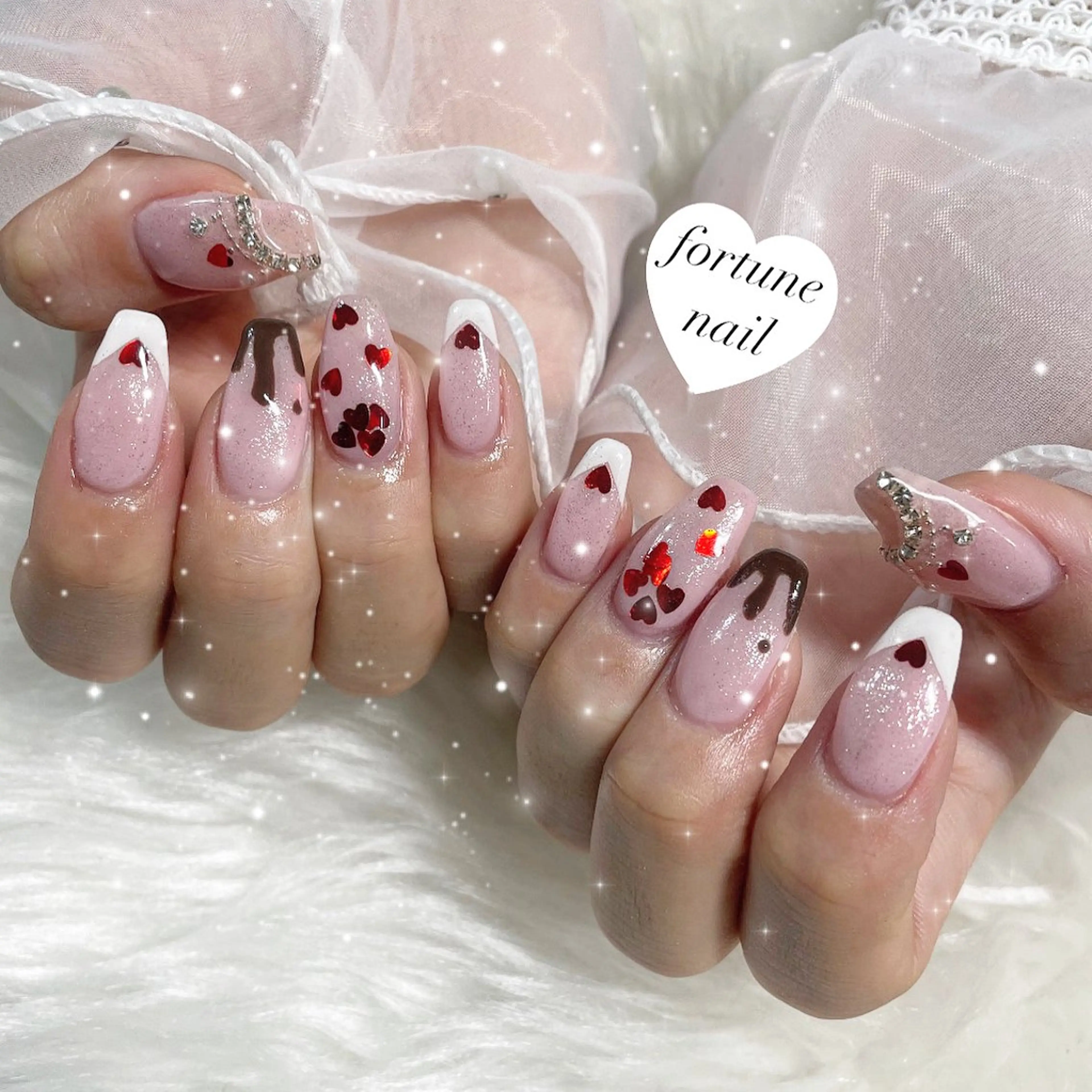 ネイル ハート バレンタイン ハンドネイル ☆saori ☆のネイルデザイン